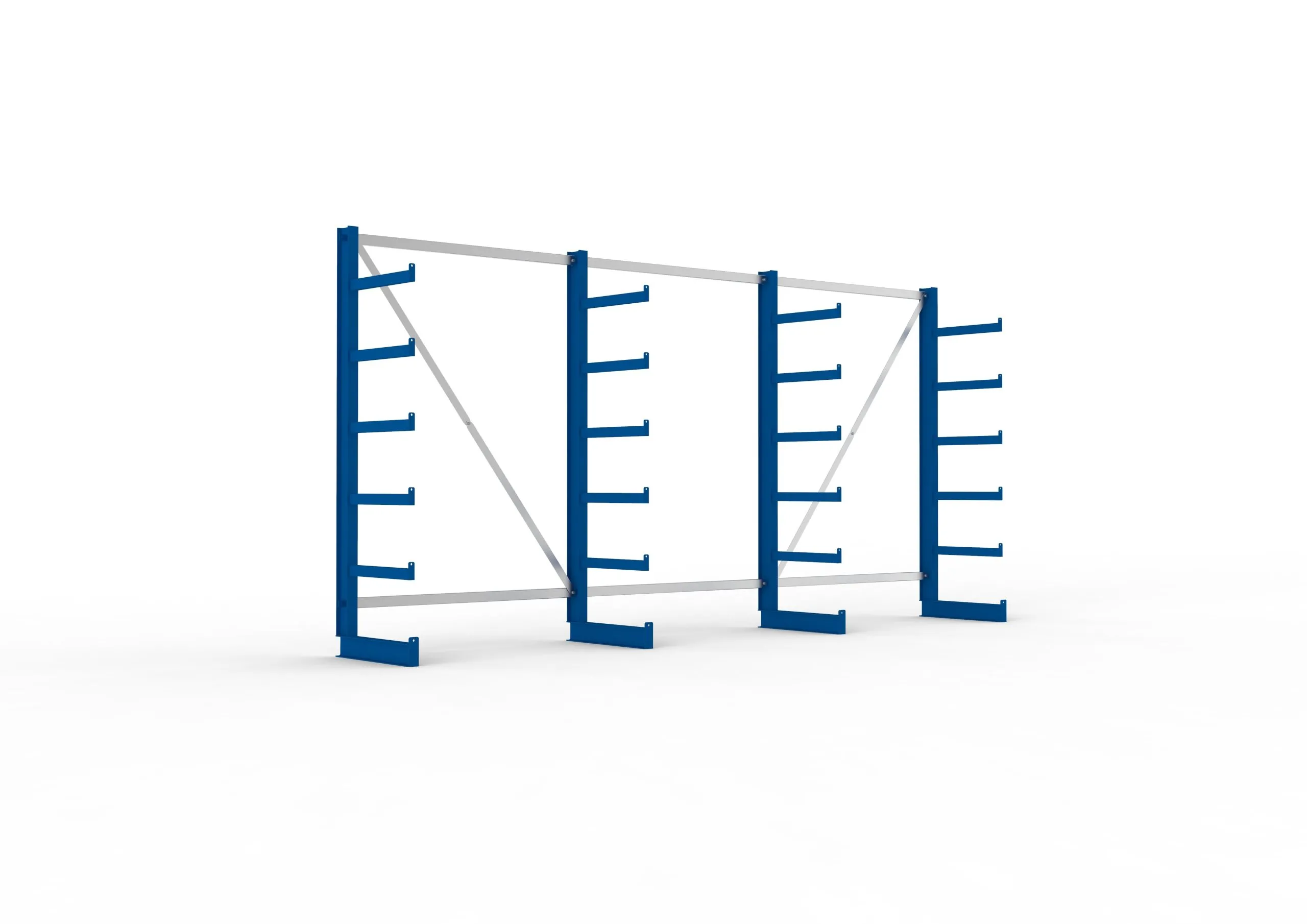 Meta Kragarmregal ATLAS einseitig | HxBxT 200x405x50cm | 6 Ebenen inkl. Fußebene | Fachlast 200kg | Blau