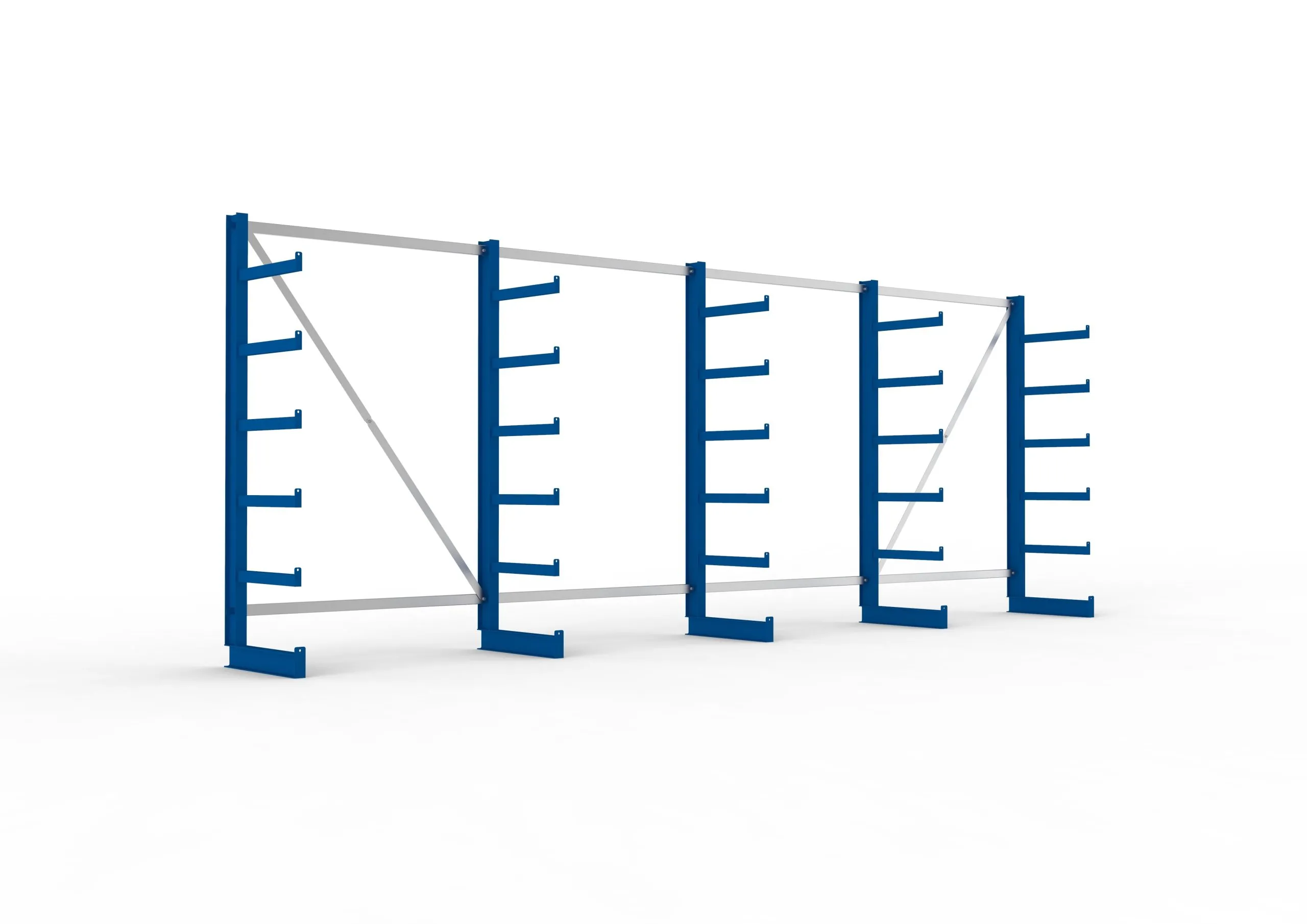 Meta Kragarmregal ATLAS einseitig | HxBxT 200x540x50cm | 6 Ebenen inkl. Fußebene | Fachlast 200kg | Blau