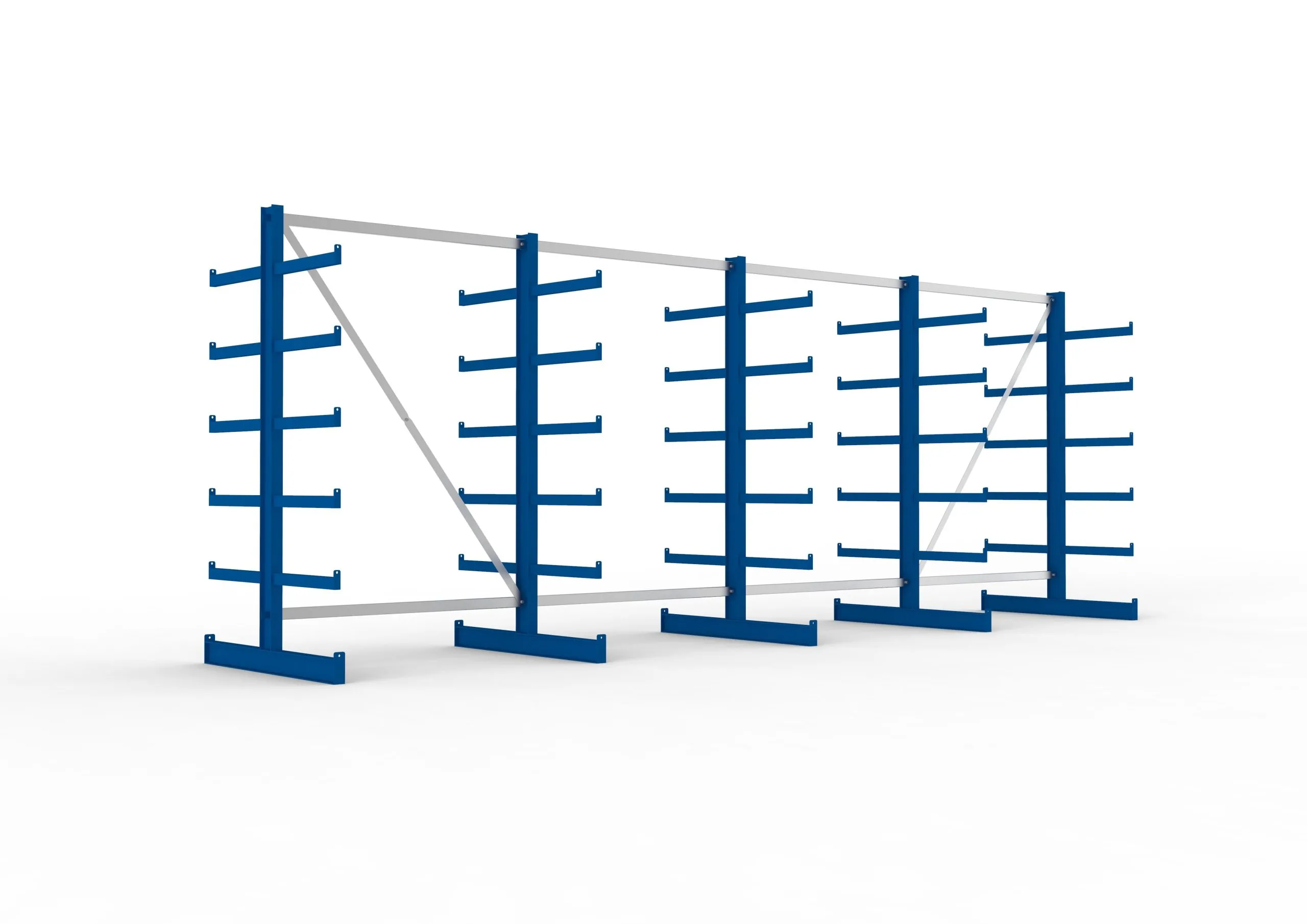 Meta Kragarmregal ATLAS doppelseitig | HxBxT 200x540x100cm | 6 Ebenen inkl. Fußebene | Fachlast 200kg | Blau