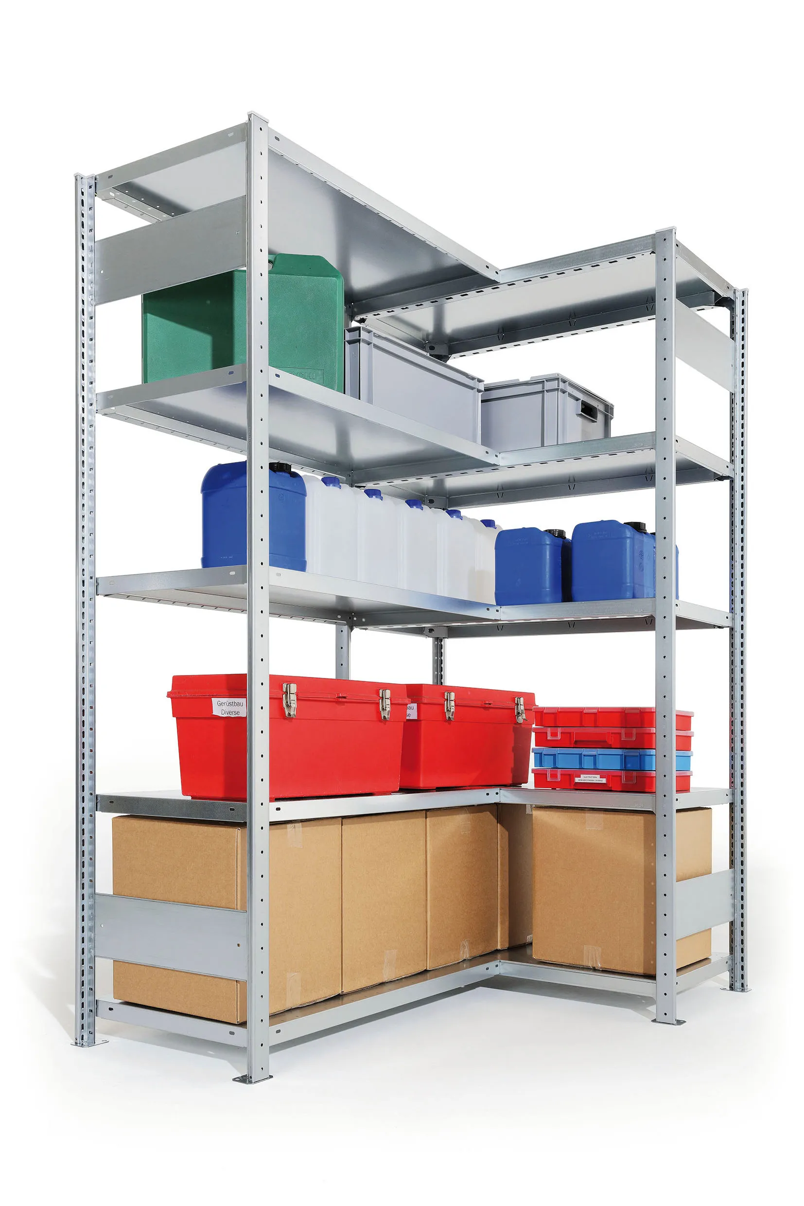 Meta Eckregal Stecksystem CLIP | HxBxT 250x100x40cm | 6 Ebenen | Fachlast 100kg | Verzinkt