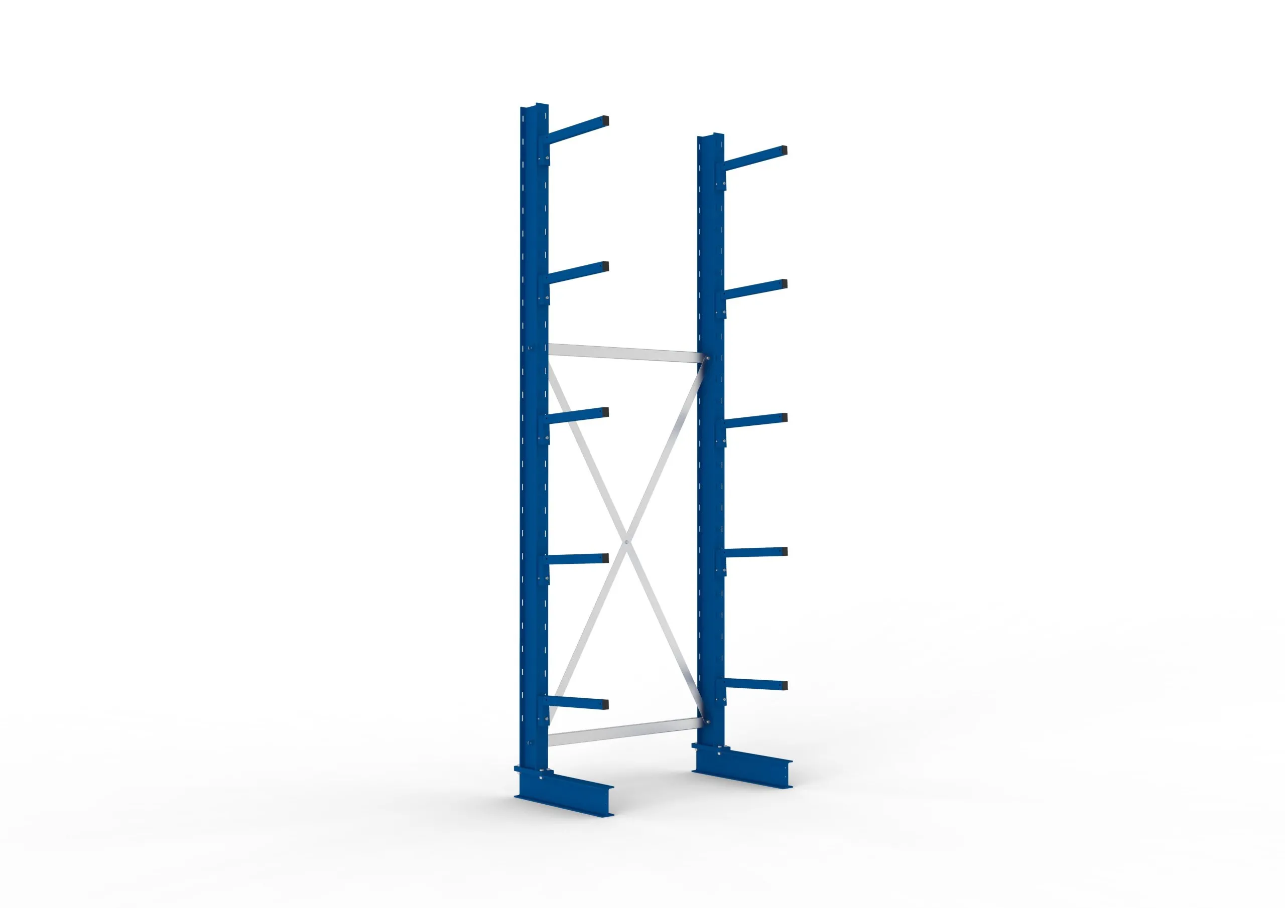 Meta Kragarmregal MULTISTRONG einseitig | Light-Duty | Grundregal | HxBxT 300x100x40cm | 5 Ebenen | Fachlast 220kg | Blau