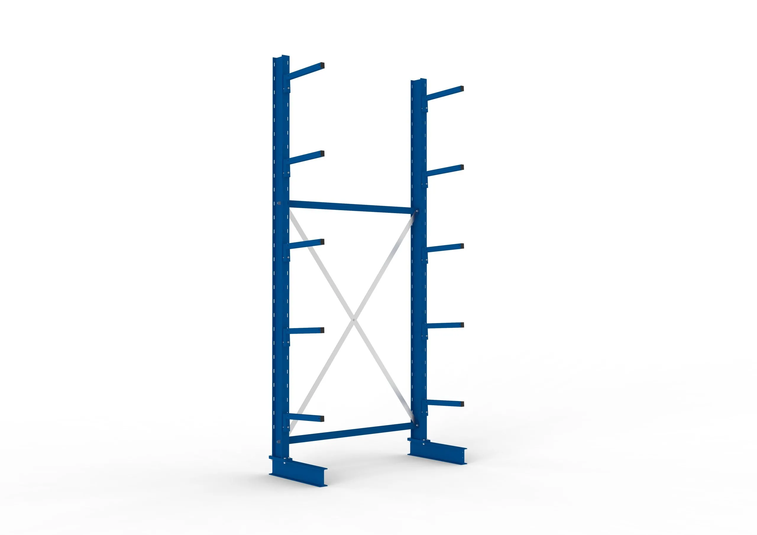 Meta Kragarmregal MULTISTRONG einseitig | Light-Duty | Grundregal | HxBxT 300x130x40cm | 5 Ebenen | Fachlast 220kg | Blau