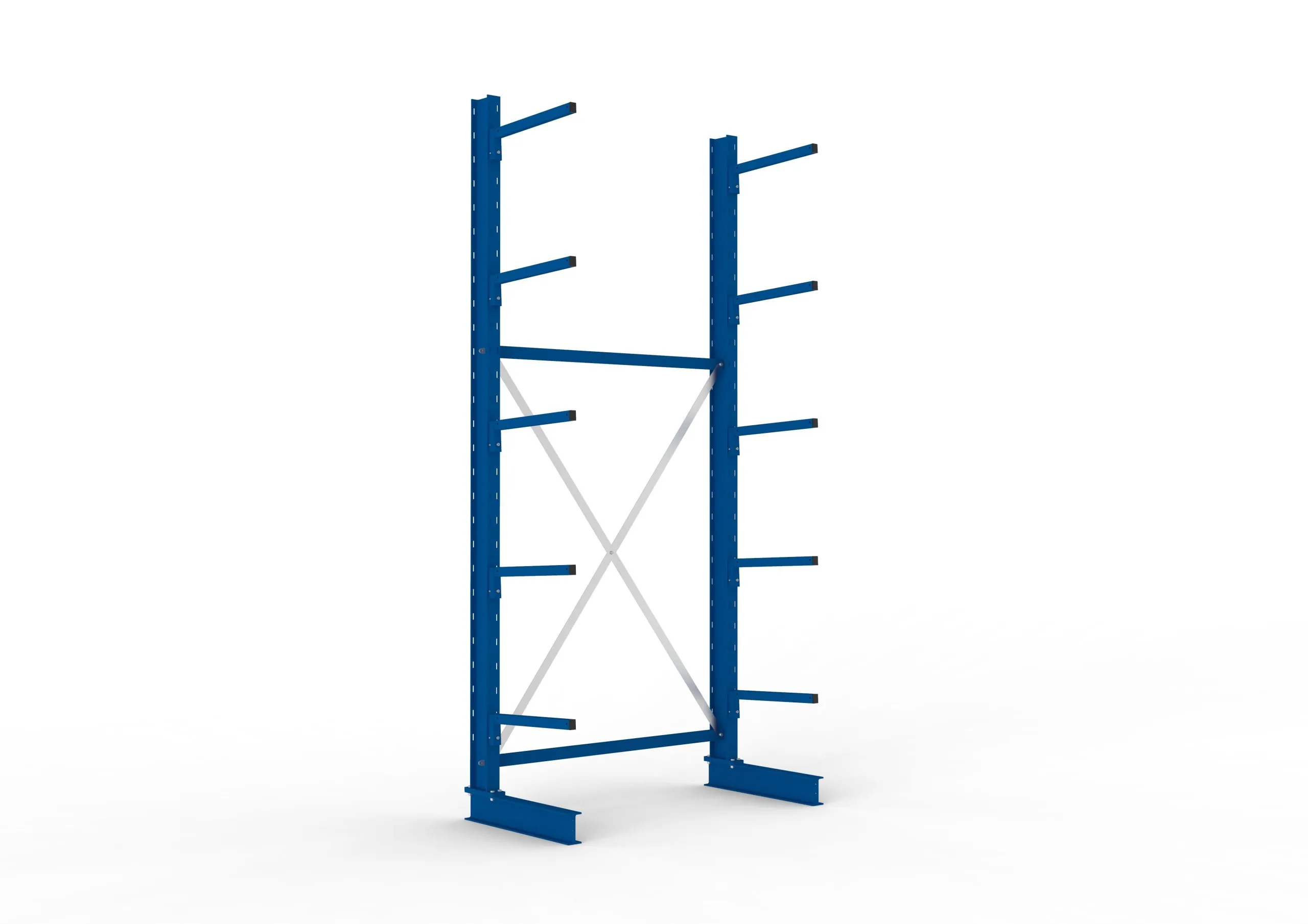 Meta Kragarmregal MULTISTRONG einseitig | Light-Duty | Grundregal | HxBxT 300x130x50cm | 5 Ebenen | Fachlast 175kg | Blau