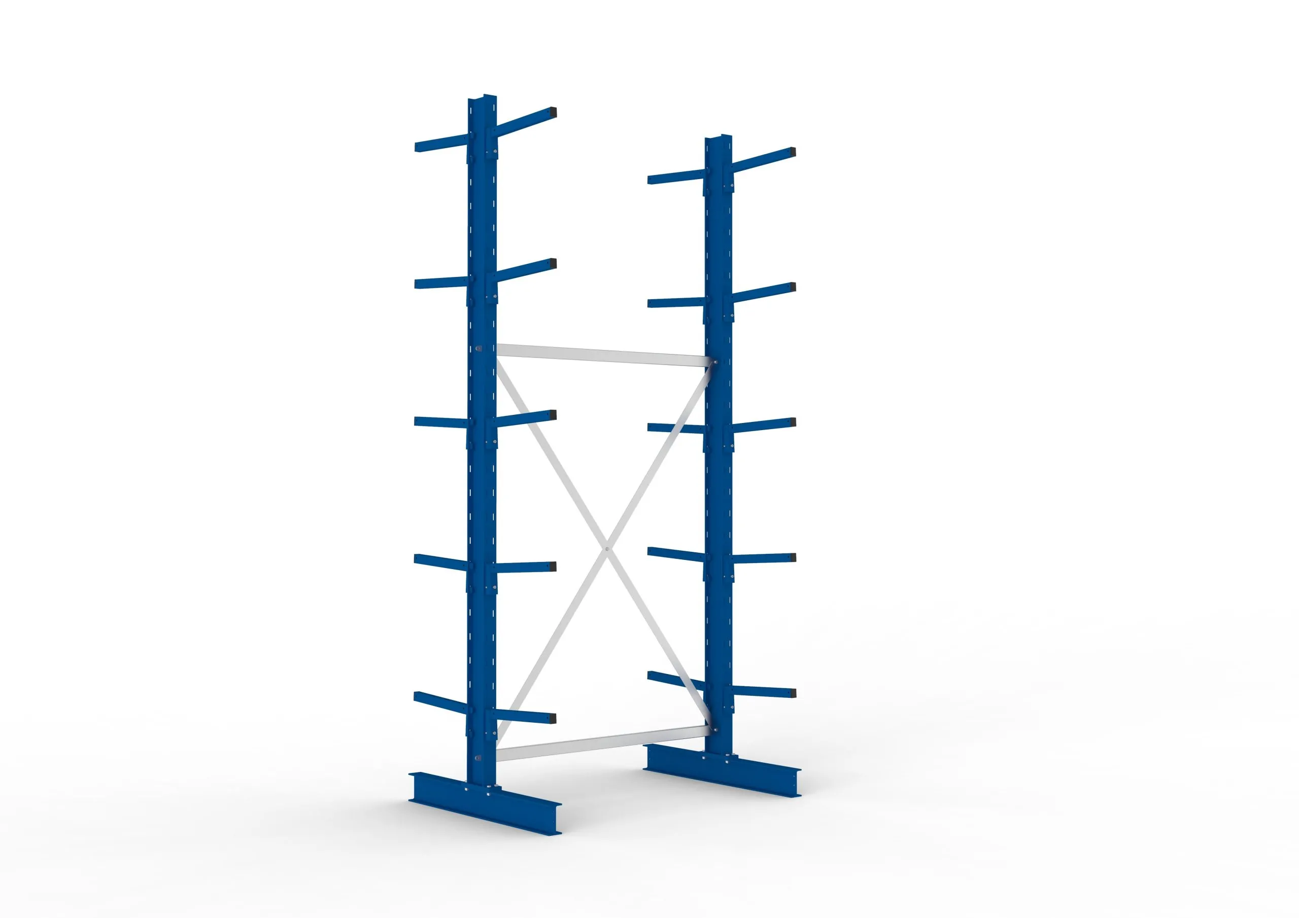 Meta Kragarmregal MULTISTRONG doppelseitig | Light-Duty | Grundregal | HxBxT 300x130x80cm | 5 Ebenen | Fachlast 220kg | Blau