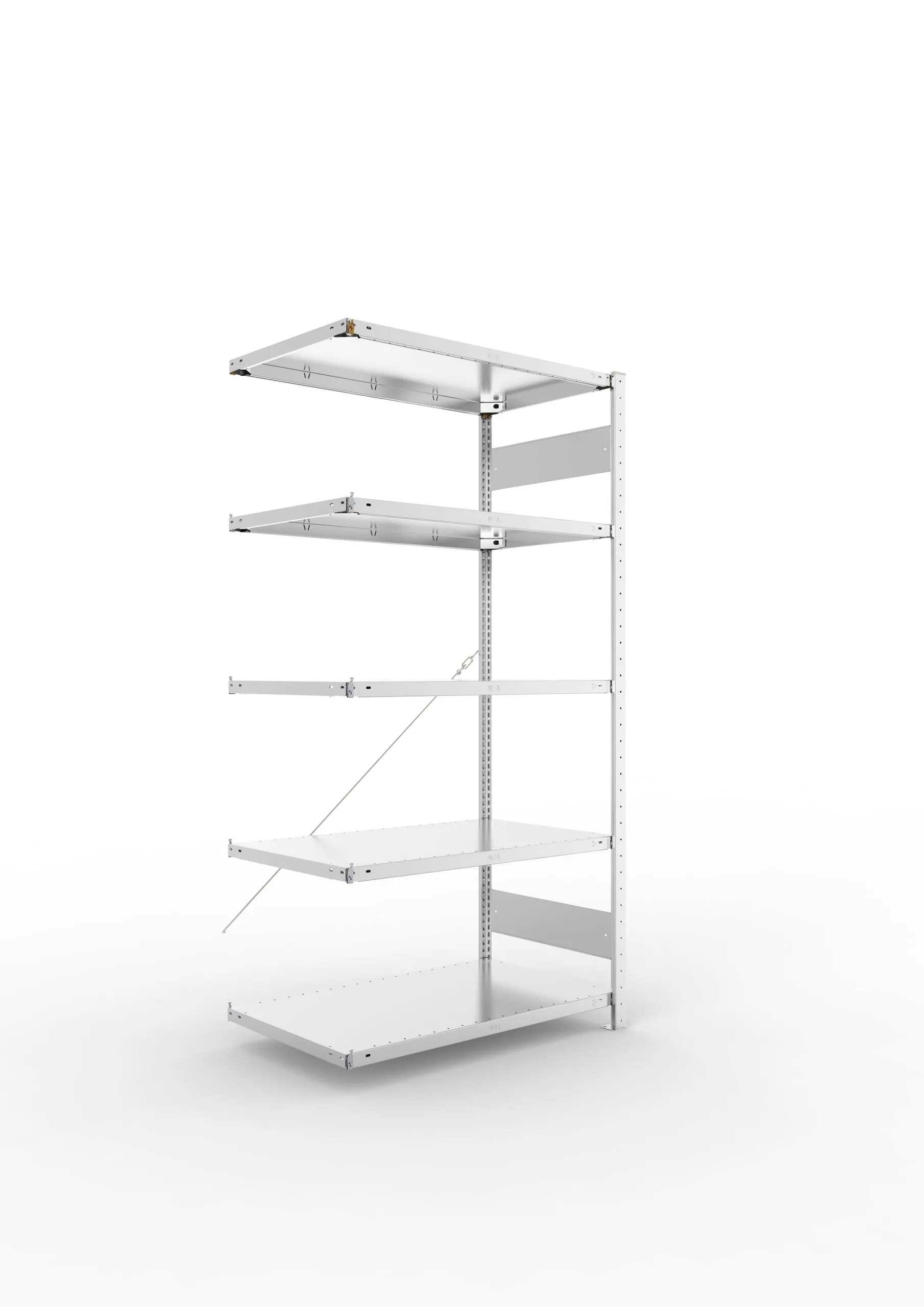 Meta Fachbodenregal Stecksystem CLIP mit vorgefertigten Rahmen | Anbauregal | HxBxT 200x100x60cm | 5 Ebenen | Fachlast 150kg | Einseitig nutzbar | Verzinkt