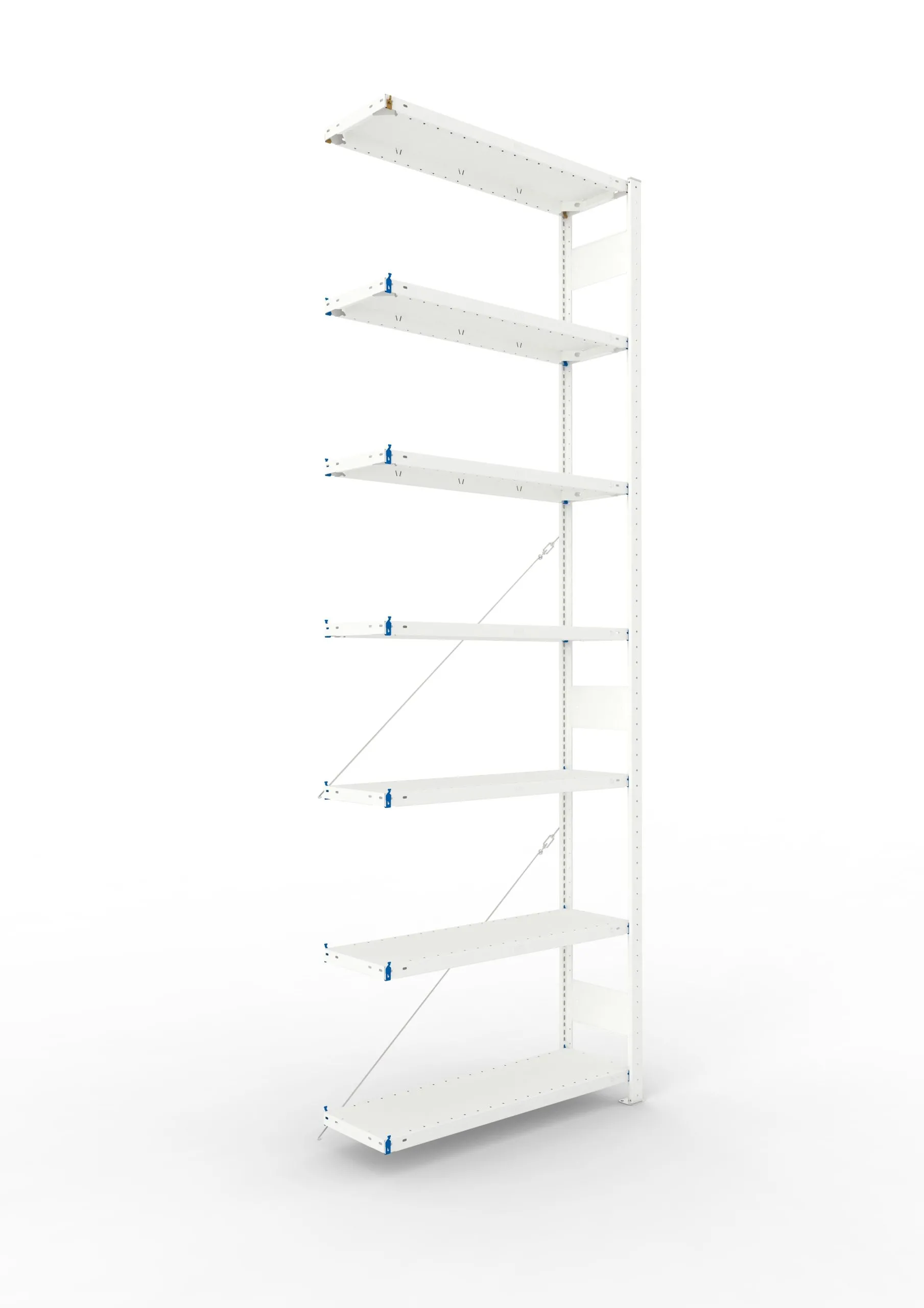 Meta Fachbodenregal Stecksystem CLIP mit vorgefertigten Rahmen | Anbauregal | HxBxT 300x100x30cm | 7 Ebenen | Fachlast 150kg | Einseitig nutzbar | Lichtgrau