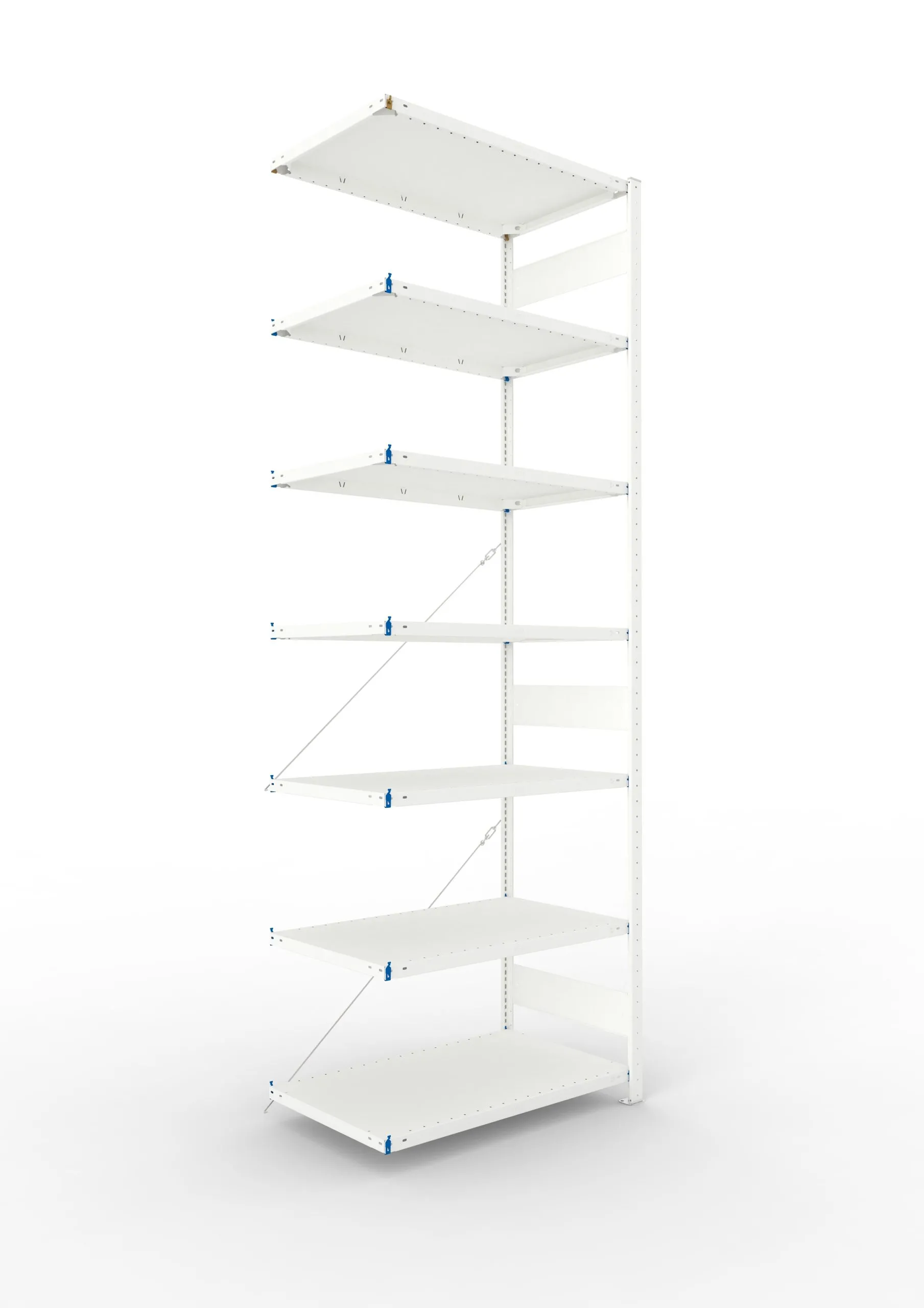 Meta Fachbodenregal Stecksystem CLIP mit vorgefertigten Rahmen | Anbauregal | HxBxT 300x100x60cm | 7 Ebenen | Fachlast 150kg | Einseitig nutzbar | Lichtgrau