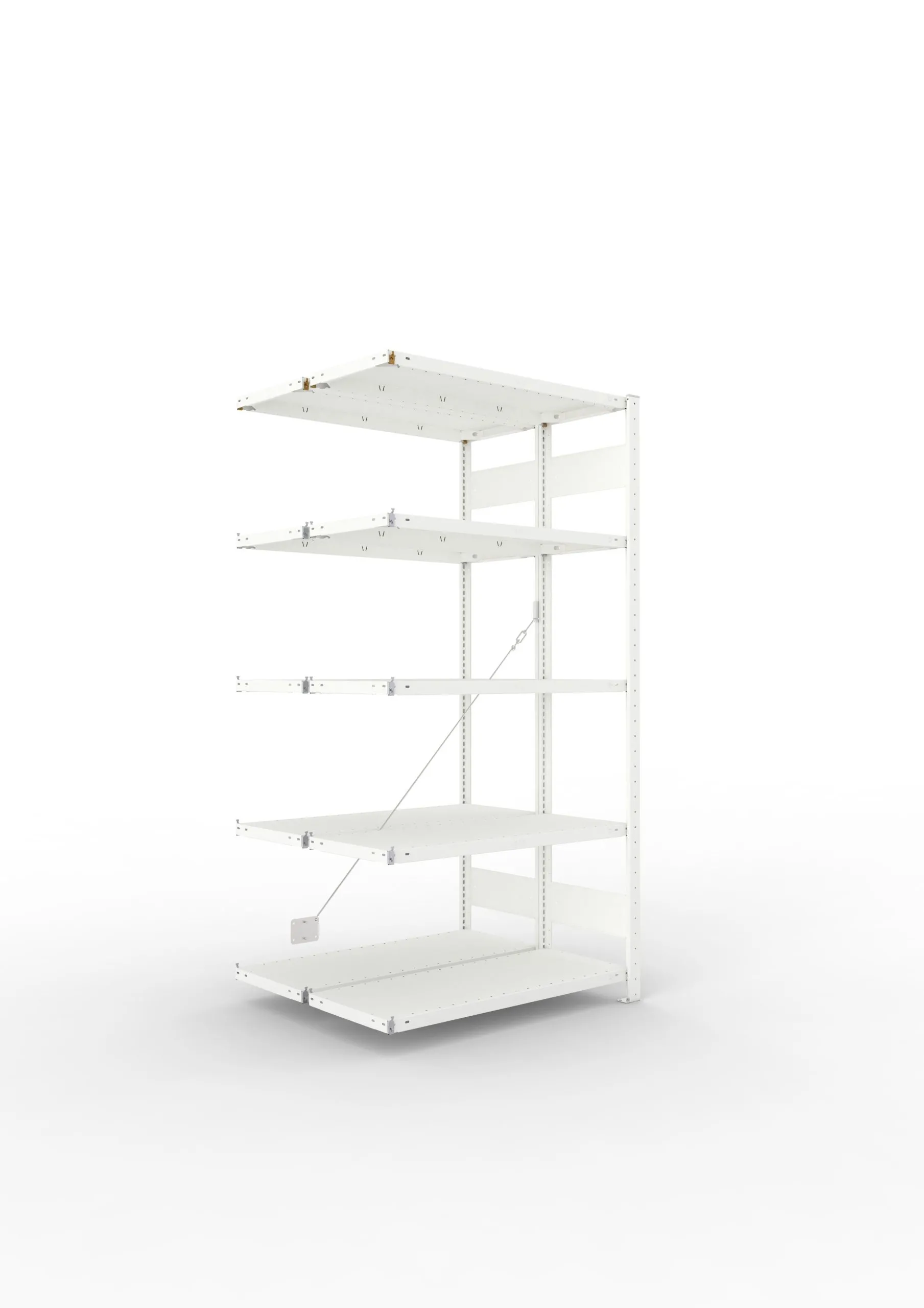 Meta Fachbodenregal Stecksystem CLIP mit vorgefertigten Rahmen | Anbauregal | HxBxT 200x100x80cm | 5 Ebenen | Fachlast 150kg | Doppelseitige Bauart mit Diagonalverstrebung | Lichtgrau