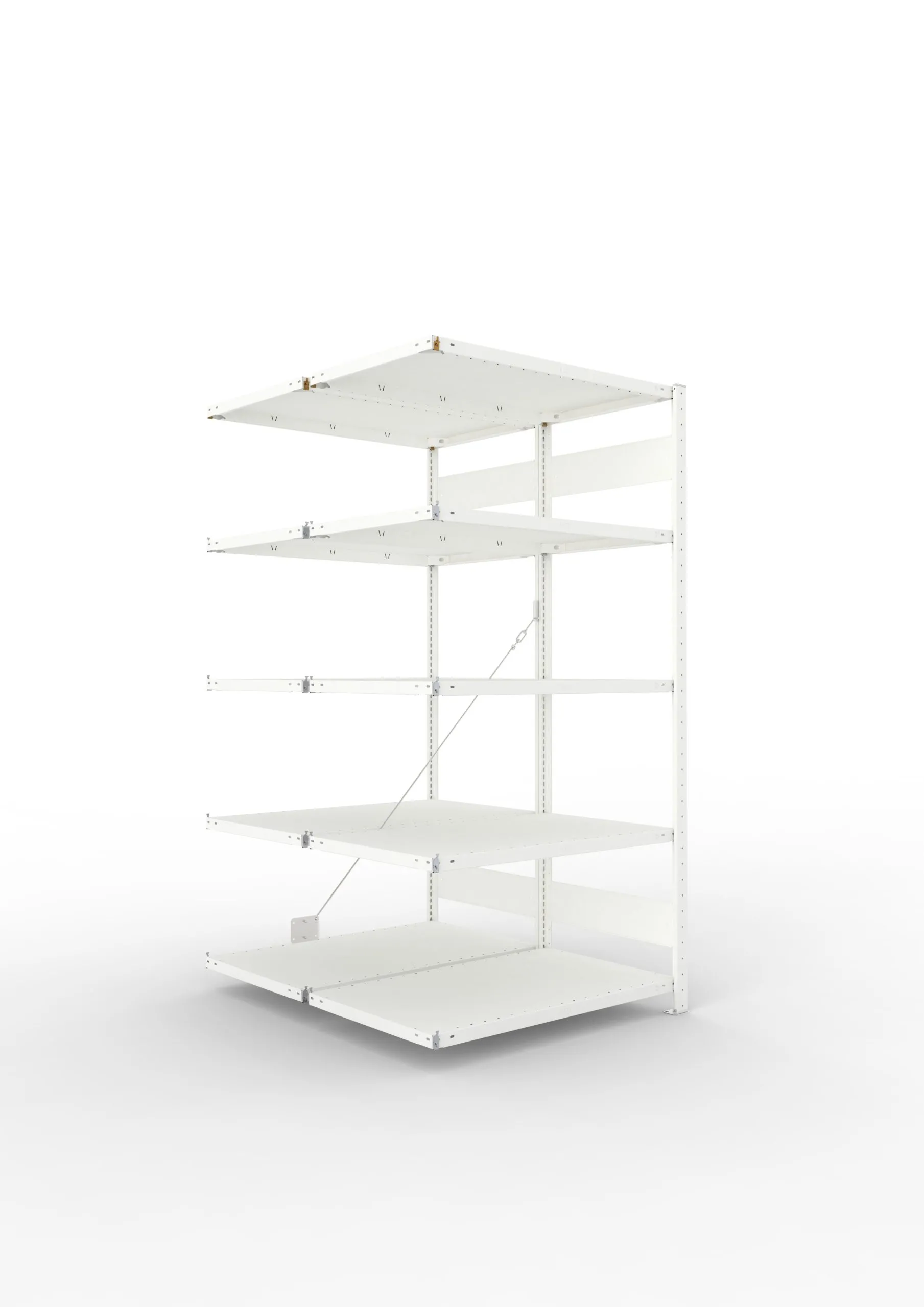 Meta Fachbodenregal Stecksystem CLIP mit vorgefertigten Rahmen | Anbauregal | HxBxT 200x100x120cm | 5 Ebenen | Fachlast 150kg | Doppelseitige Bauart mit Diagonalverstrebung | Lichtgrau