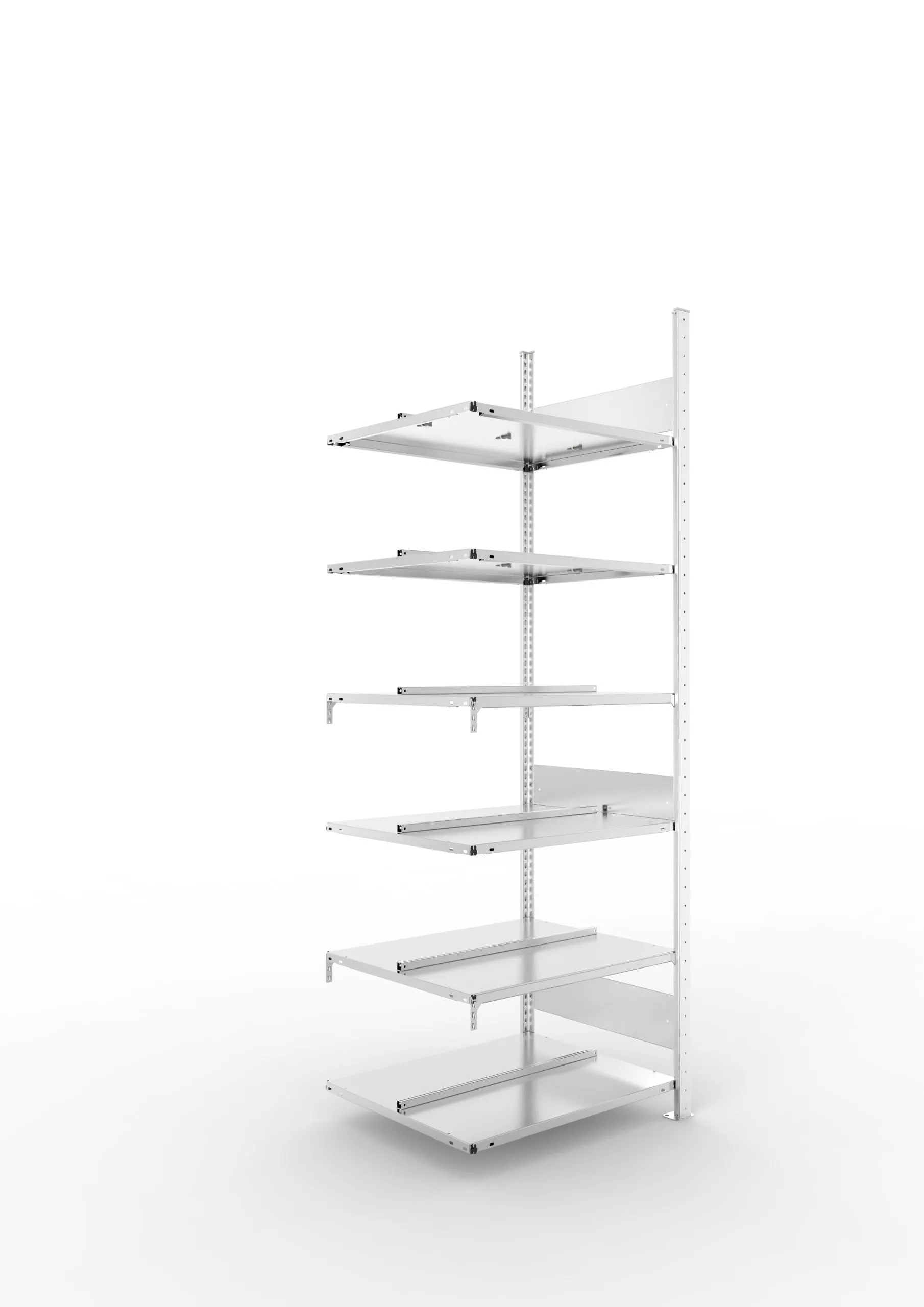 Meta Aktenregal Stecksystem S3 CLIP | Anbauregal | HxBxT 220x75x60cm | 6 Ebenen | Fachlast 100kg | Beidseitig nutzbar | Verzinkt