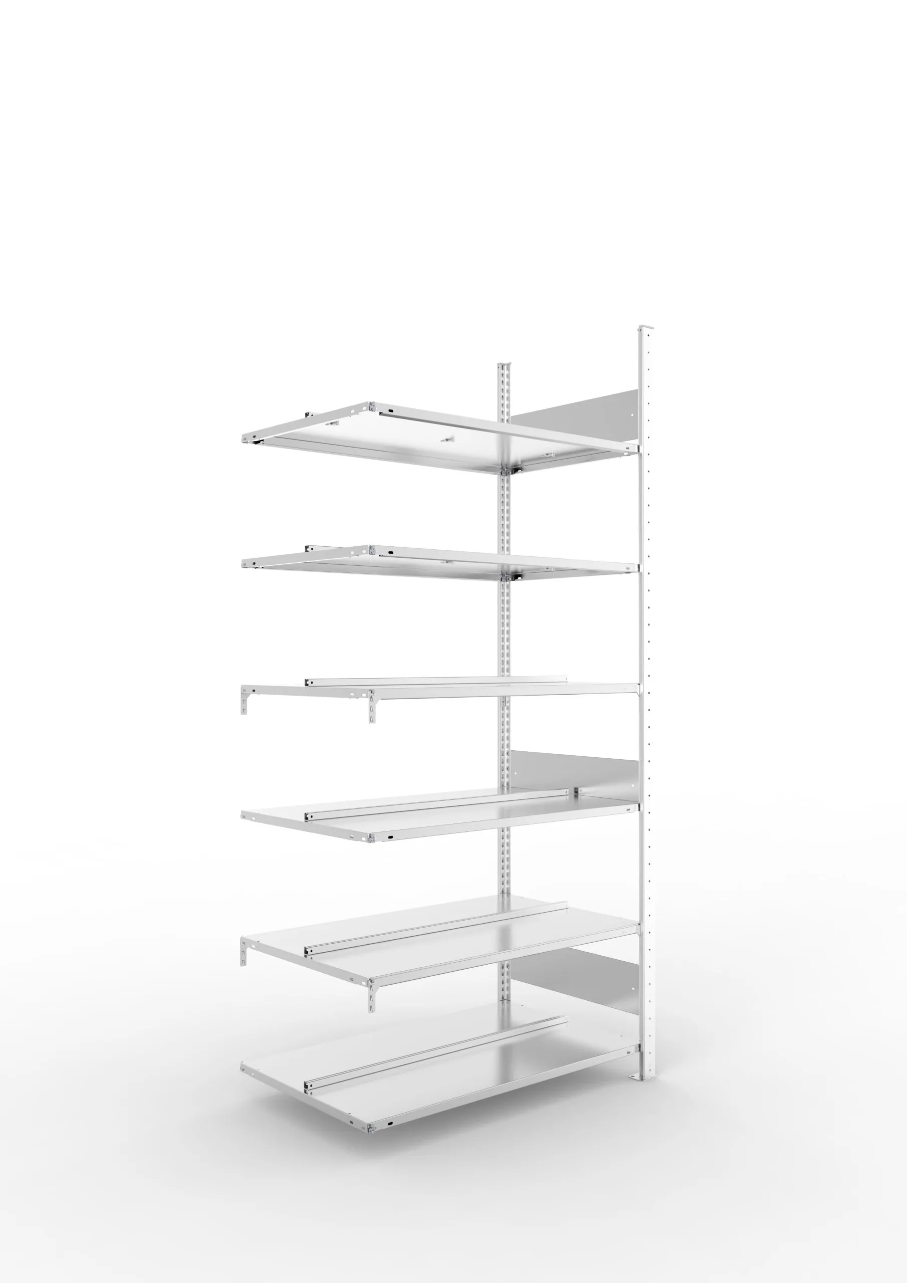 Meta Aktenregal Stecksystem S3 CLIP | Anbauregal | HxBxT 220x100x60cm | 6 Ebenen | Fachlast 100kg | Beidseitig nutzbar | Verzinkt