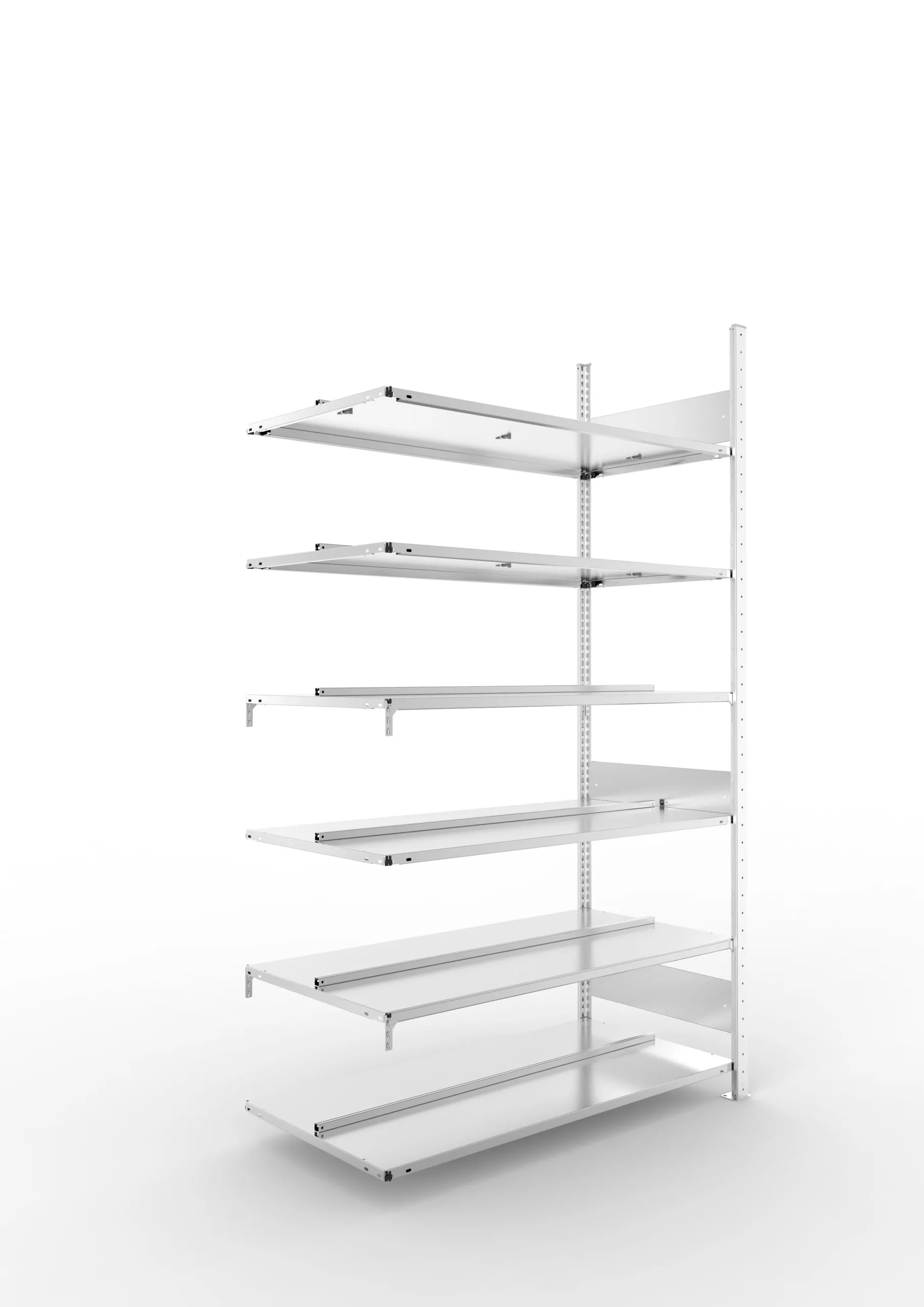 Meta Aktenregal Stecksystem S3 CLIP | Anbauregal | HxBxT 220x125x60cm | 6 Ebenen | Fachlast 100kg | Beidseitig nutzbar | Verzinkt