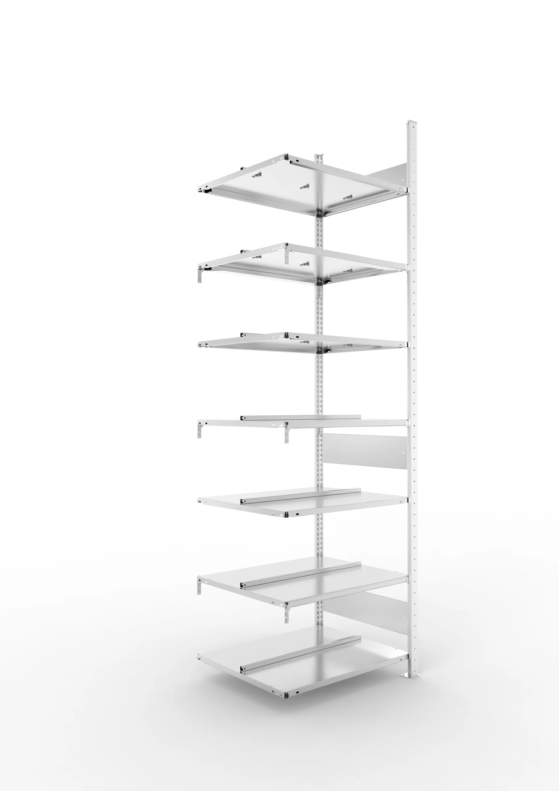 Meta Aktenregal Stecksystem S3 CLIP | Anbauregal | HxBxT 250x75x60cm | 7 Ebenen | Fachlast 100kg | Beidseitig nutzbar | Verzinkt