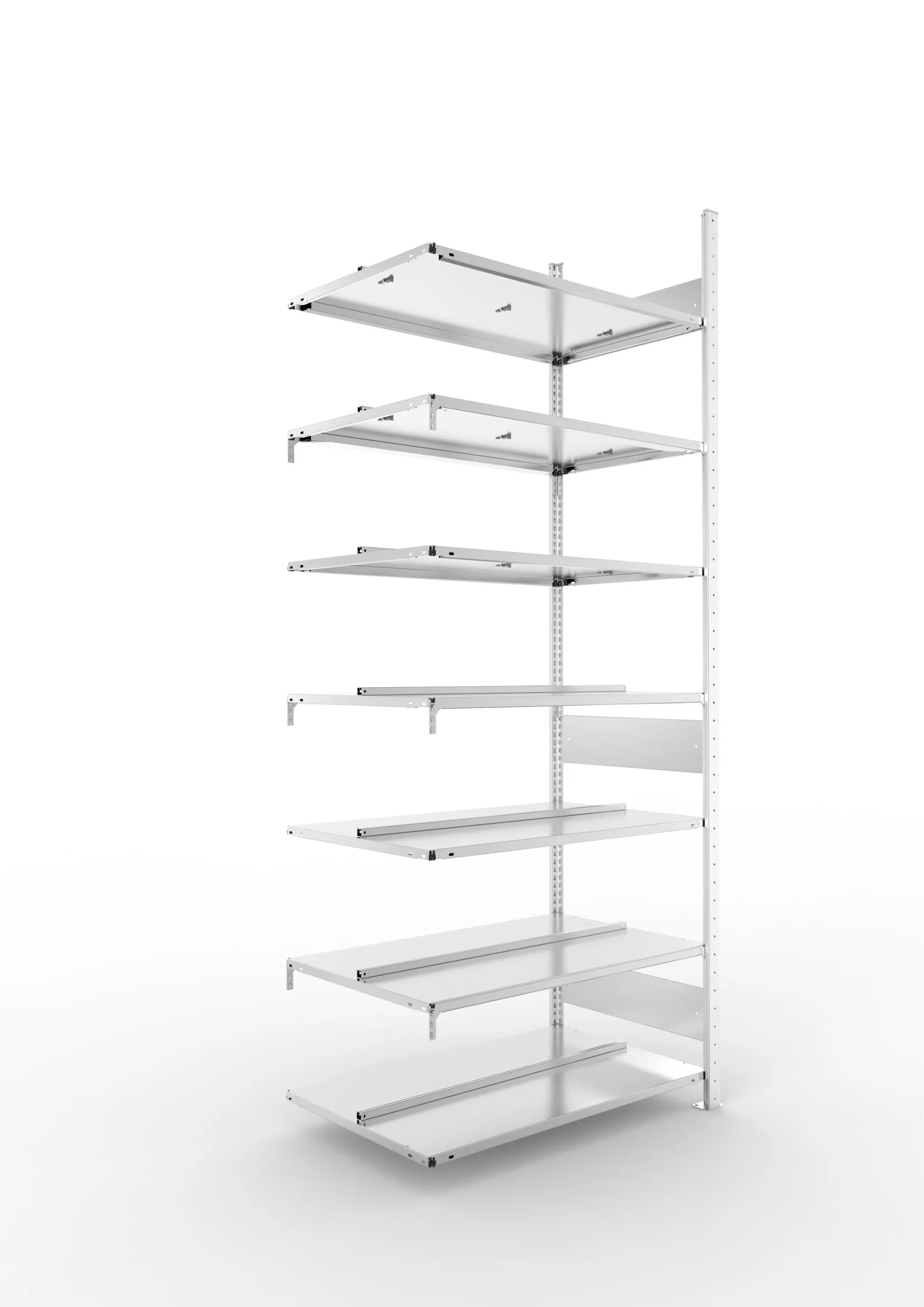 Meta Aktenregal Stecksystem S3 CLIP | Anbauregal | HxBxT 250x100x60cm | 7 Ebenen | Fachlast 100kg | Beidseitig nutzbar | Verzinkt