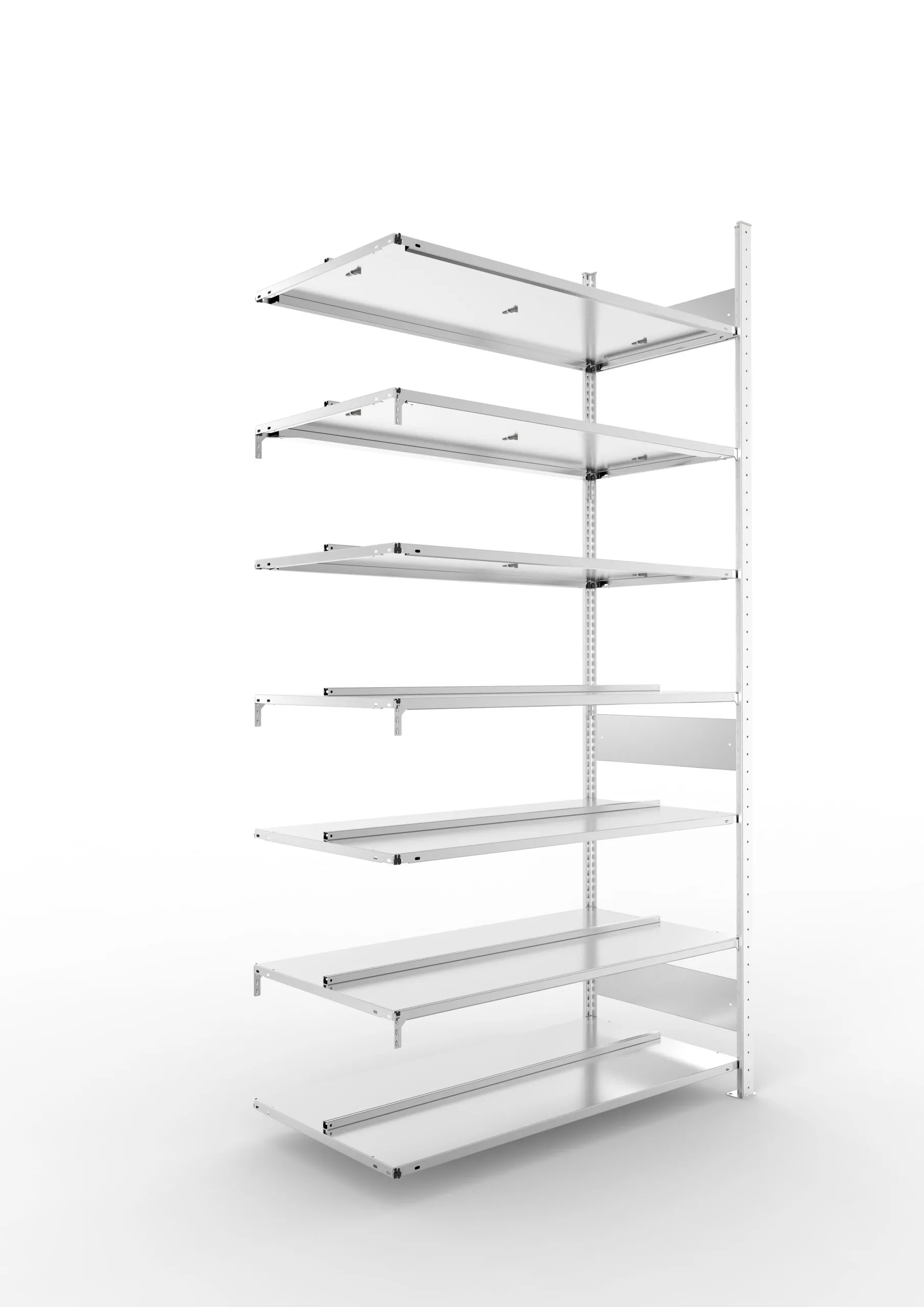 Meta Aktenregal Stecksystem S3 CLIP | Anbauregal | HxBxT 250x125x60cm | 7 Ebenen | Fachlast 100kg | Beidseitig nutzbar | Verzinkt