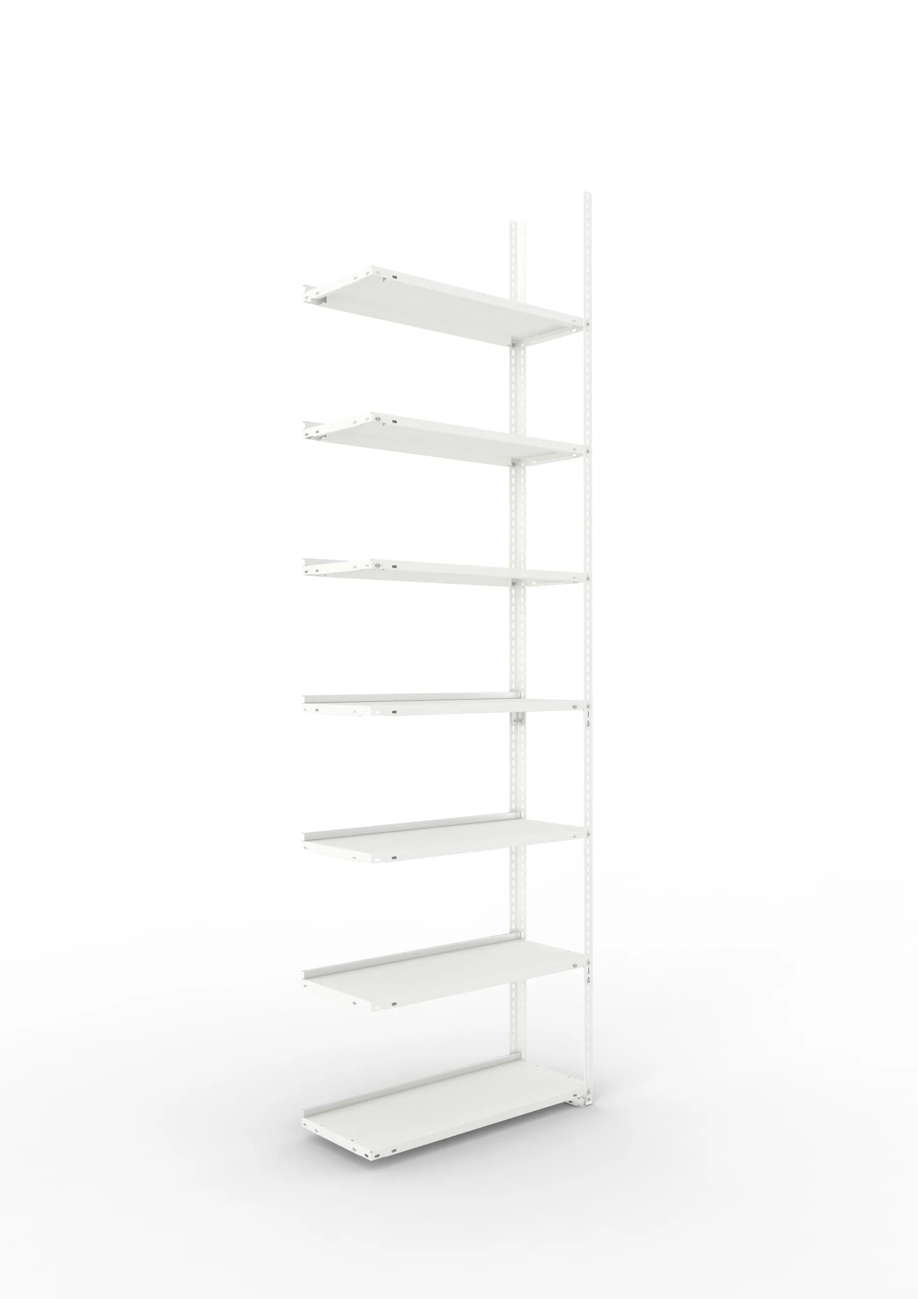 Meta Aktenregal Schraubsystem FIX | Anbauregal | HxBxT 250x75x30cm | 7 Ebenen | Fachlast 80kg | Einseitig nutzbar | Lichtgrau