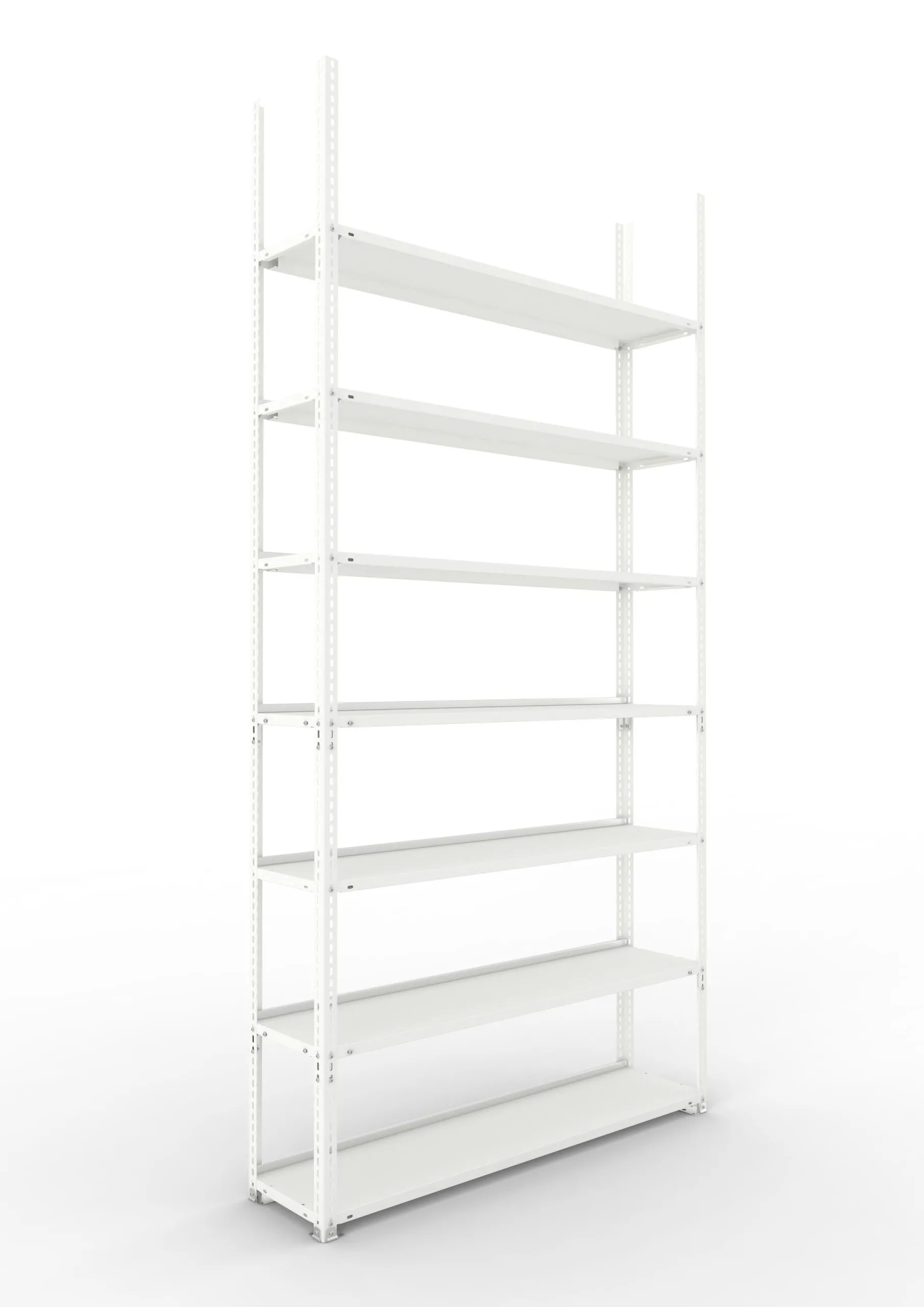 Meta Aktenregal Schraubsystem FIX | Grundregal | HxBxT 250x125x30cm | 7 Ebenen | Fachlast 80kg | Einseitig nutzbar | Lichtgrau