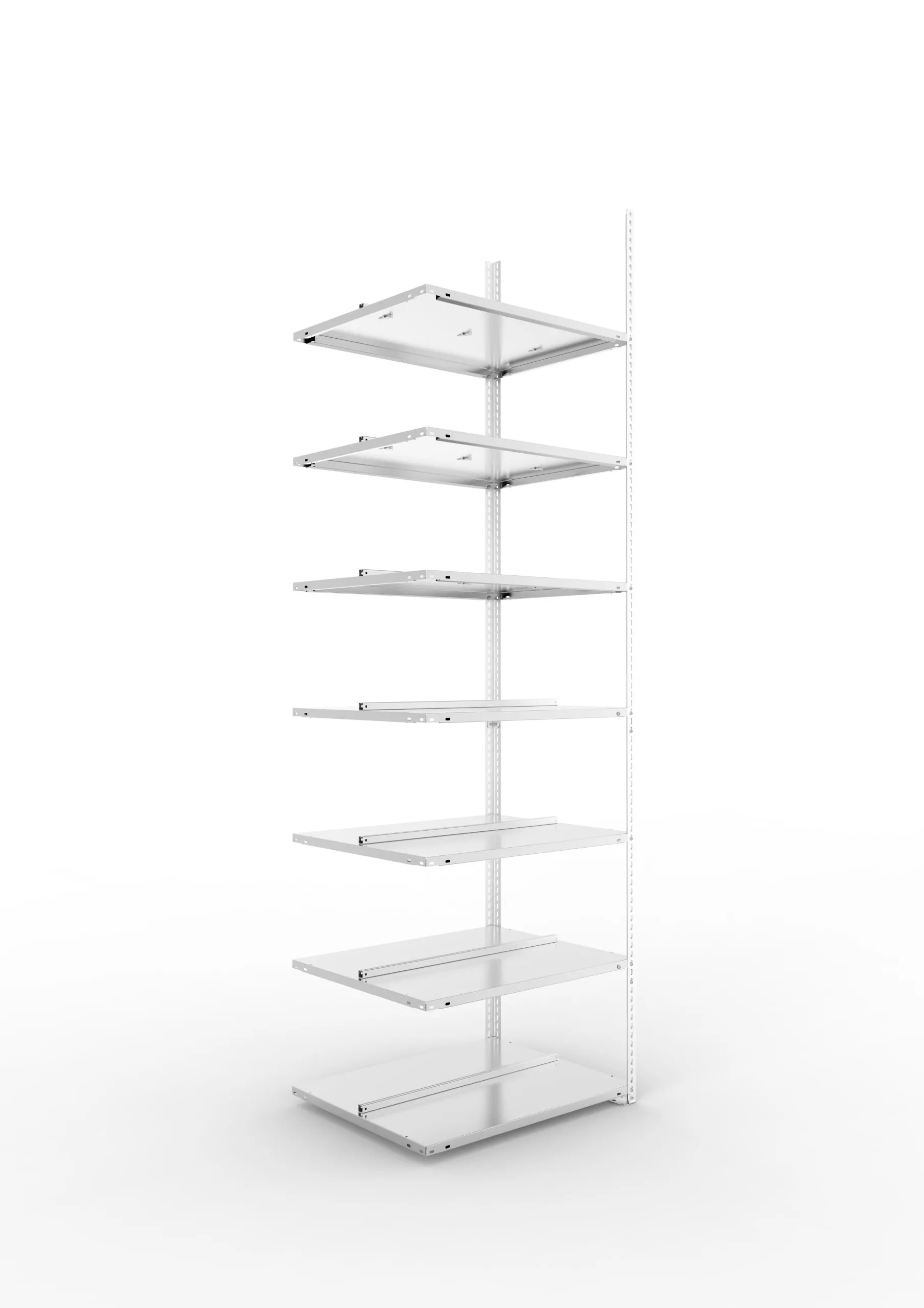 Meta Aktenregal Schraubsystem FIX | Anbauregal | HxBxT 250x75x60cm | 7 Ebenen | Fachlast 100kg | Beidseitig nutzbar | Verzinkt