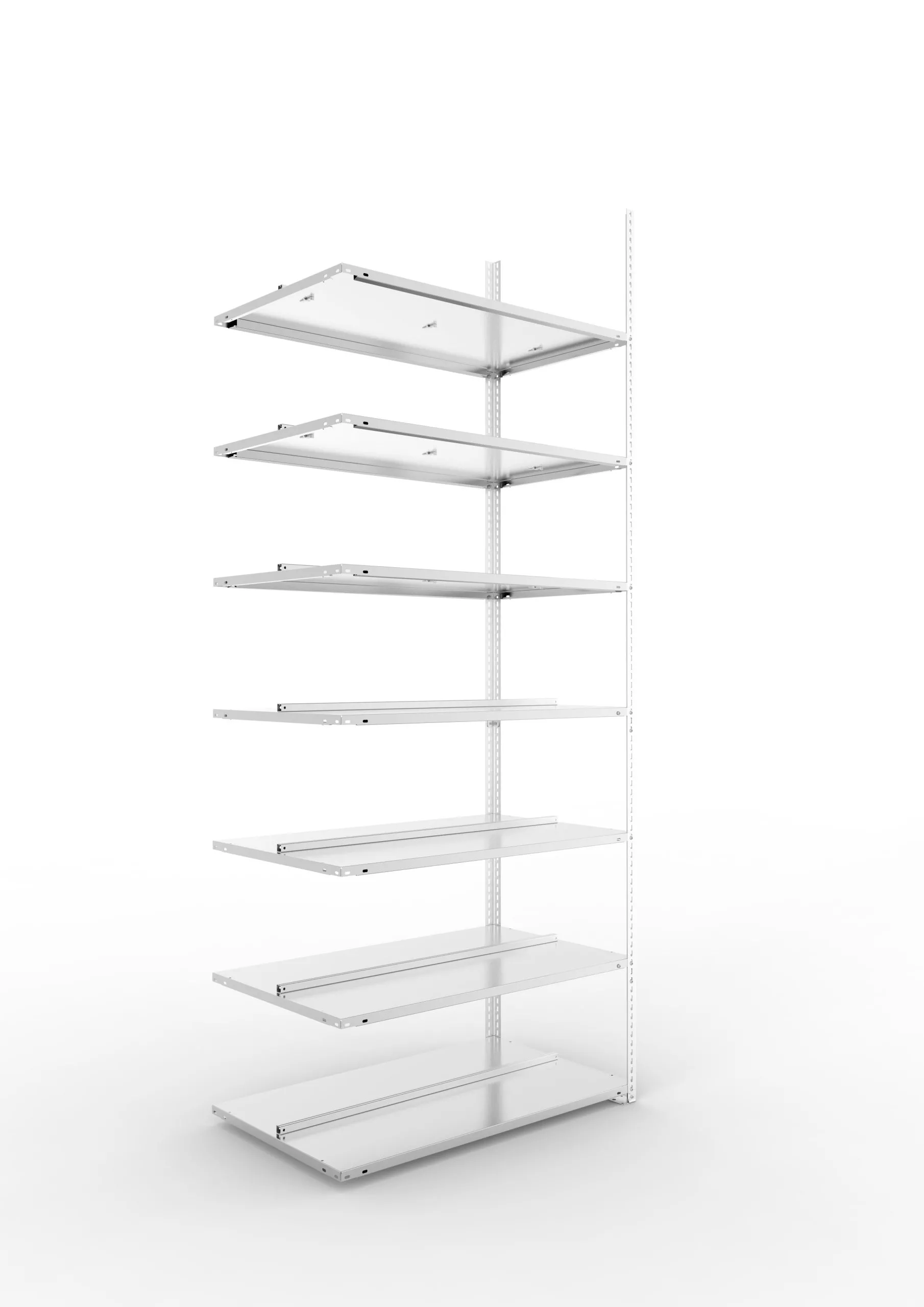 Meta Aktenregal Schraubsystem FIX | Anbauregal | HxBxT 250x100x60cm | 7 Ebenen | Fachlast 100kg | Beidseitig nutzbar | Verzinkt