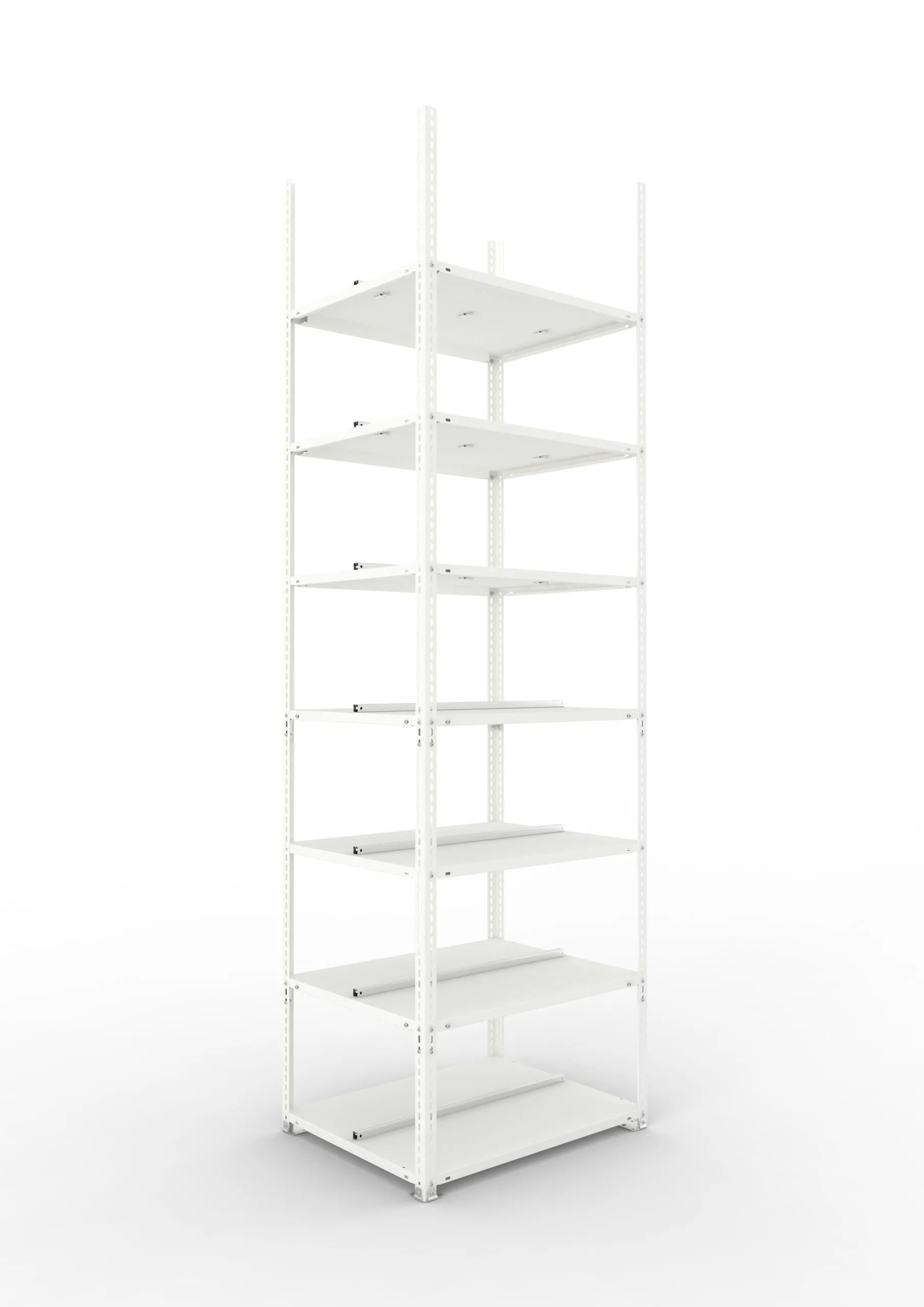 Meta Aktenregal Schraubsystem FIX | Grundregal | HxBxT 250x75x60cm | 7 Ebenen | Fachlast 100kg | Beidseitig nutzbar | Lichtgrau