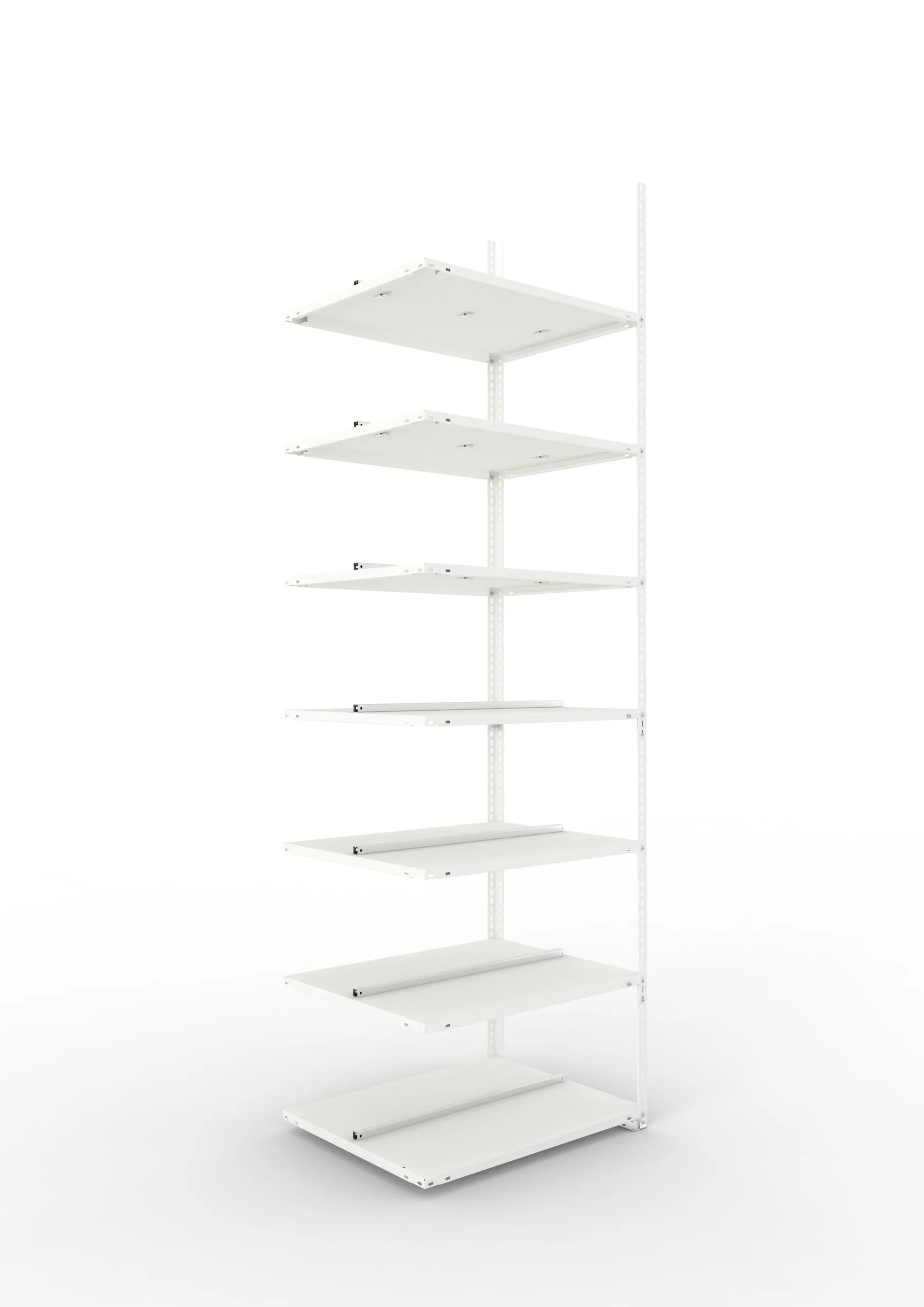 Meta Aktenregal Schraubsystem FIX | Anbauregal | HxBxT 250x75x60cm | 7 Ebenen | Fachlast 100kg | Beidseitig nutzbar | Lichtgrau