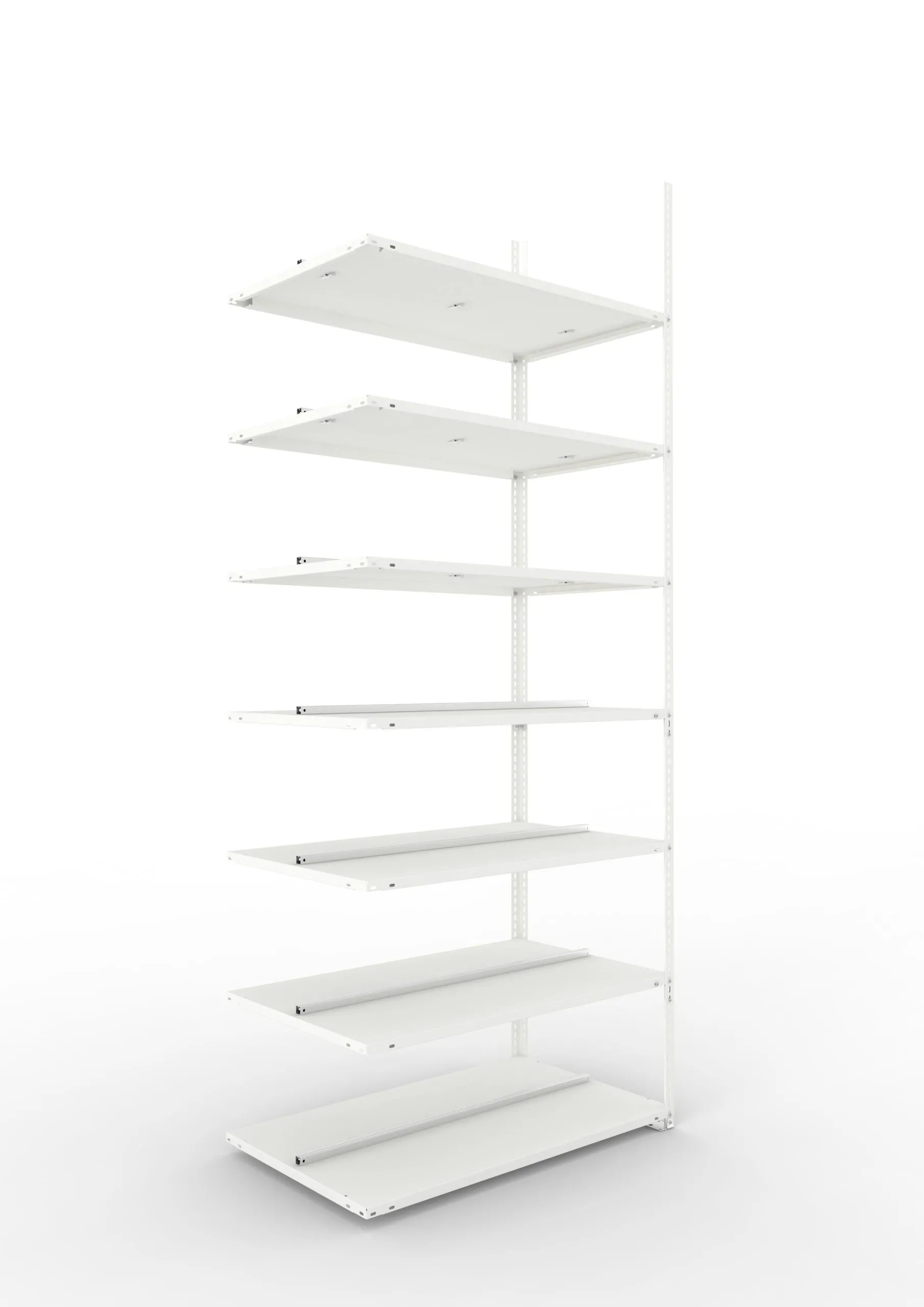 Meta Aktenregal Schraubsystem FIX | Anbauregal | HxBxT 250x100x60cm | 7 Ebenen | Fachlast 100kg | Beidseitig nutzbar | Lichtgrau