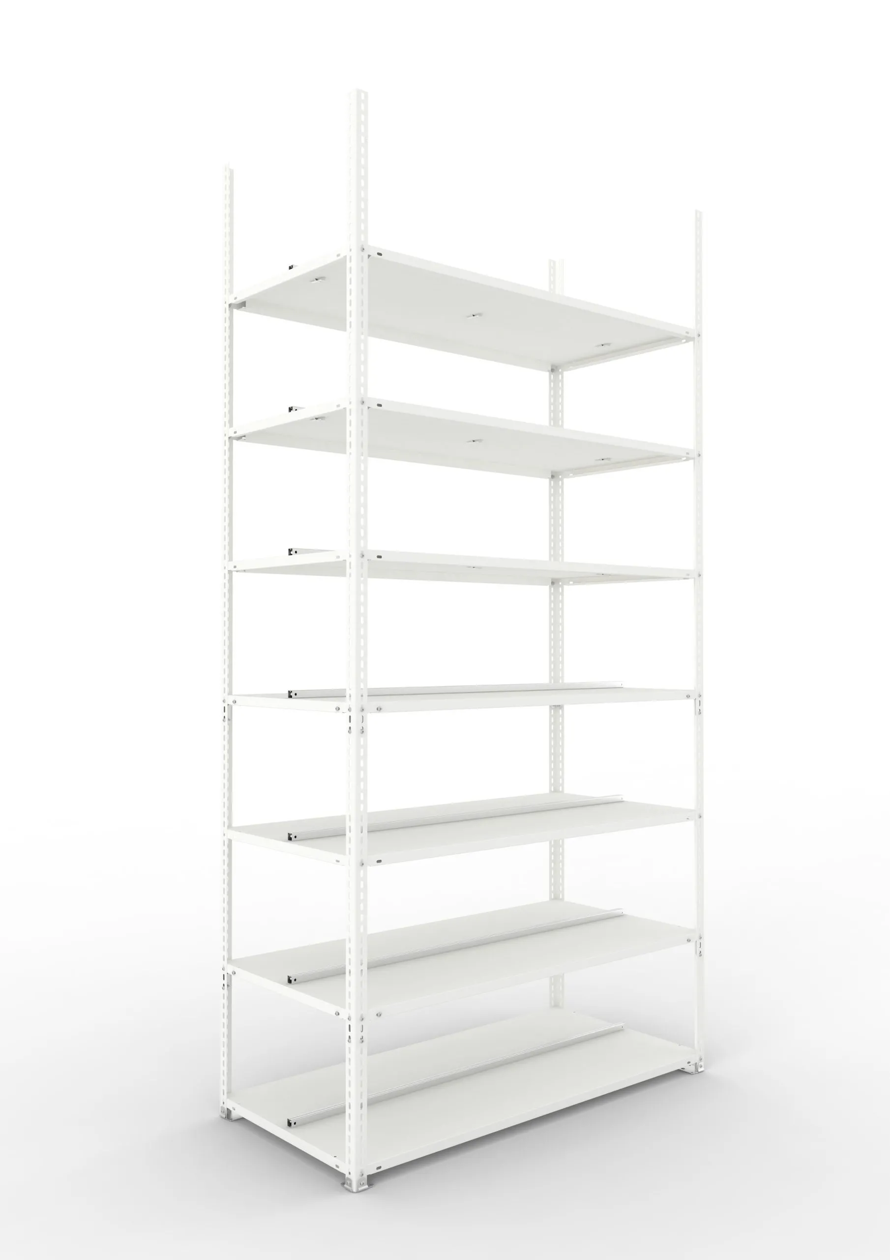 Meta Aktenregal Schraubsystem FIX | Grundregal | HxBxT 250x125x60cm | 7 Ebenen | Fachlast 100kg | Beidseitig nutzbar | Lichtgrau