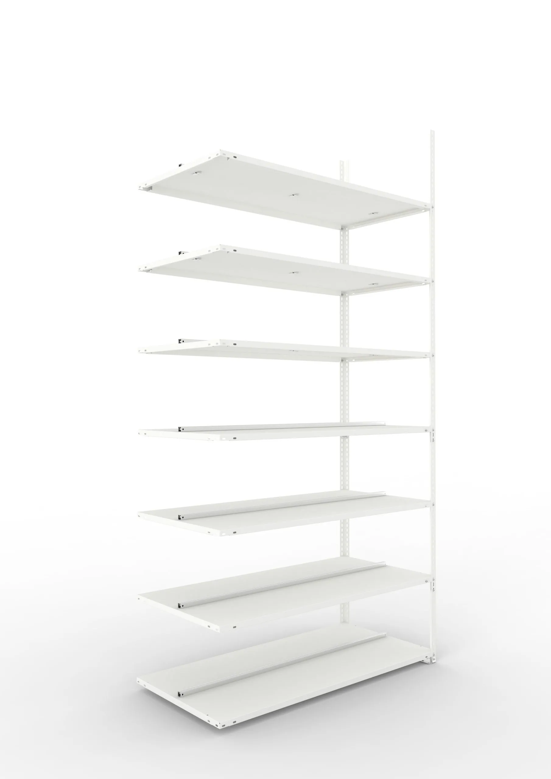 Meta Aktenregal Schraubsystem FIX | Anbauregal | HxBxT 250x125x60cm | 7 Ebenen | Fachlast 100kg | Beidseitig nutzbar | Lichtgrau