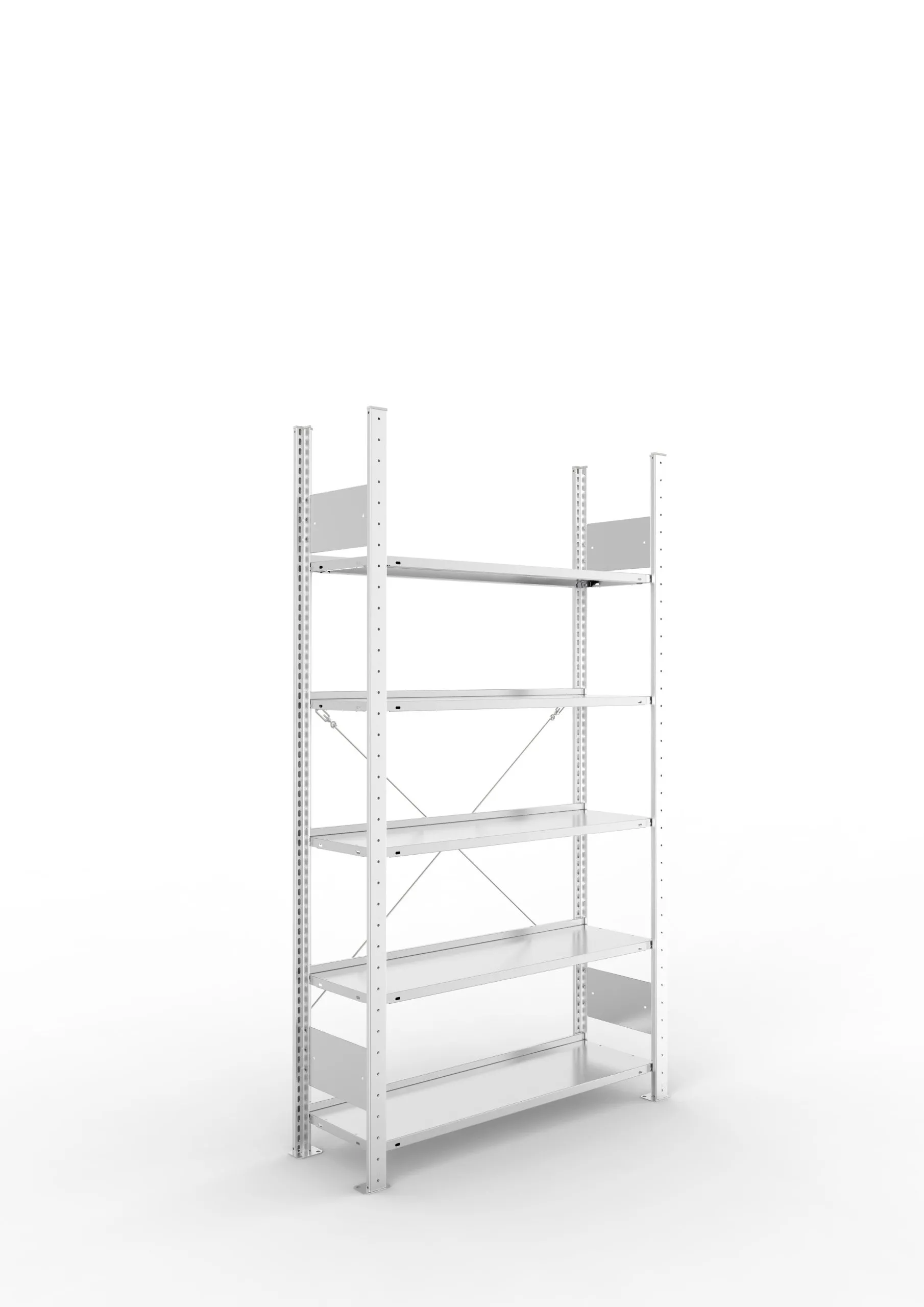 Meta Aktenregal Stecksystem S3 CLIP | Grundregal | HxBxT 185x100x30cm | 5 Ebenen | Fachlast 80kg | Einseitig nutzbar | Verzinkt