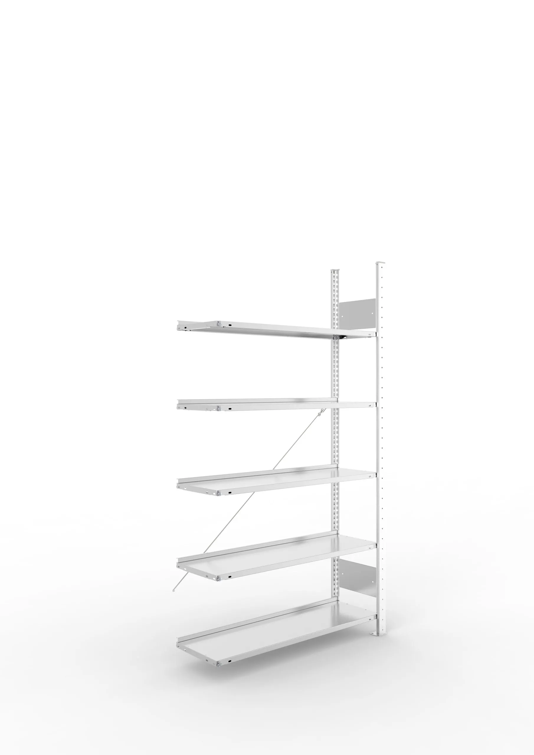 Meta Aktenregal Stecksystem S3 CLIP | Anbauregal | HxBxT 185x100x30cm | 5 Ebenen | Fachlast 80kg | Einseitig nutzbar | Verzinkt