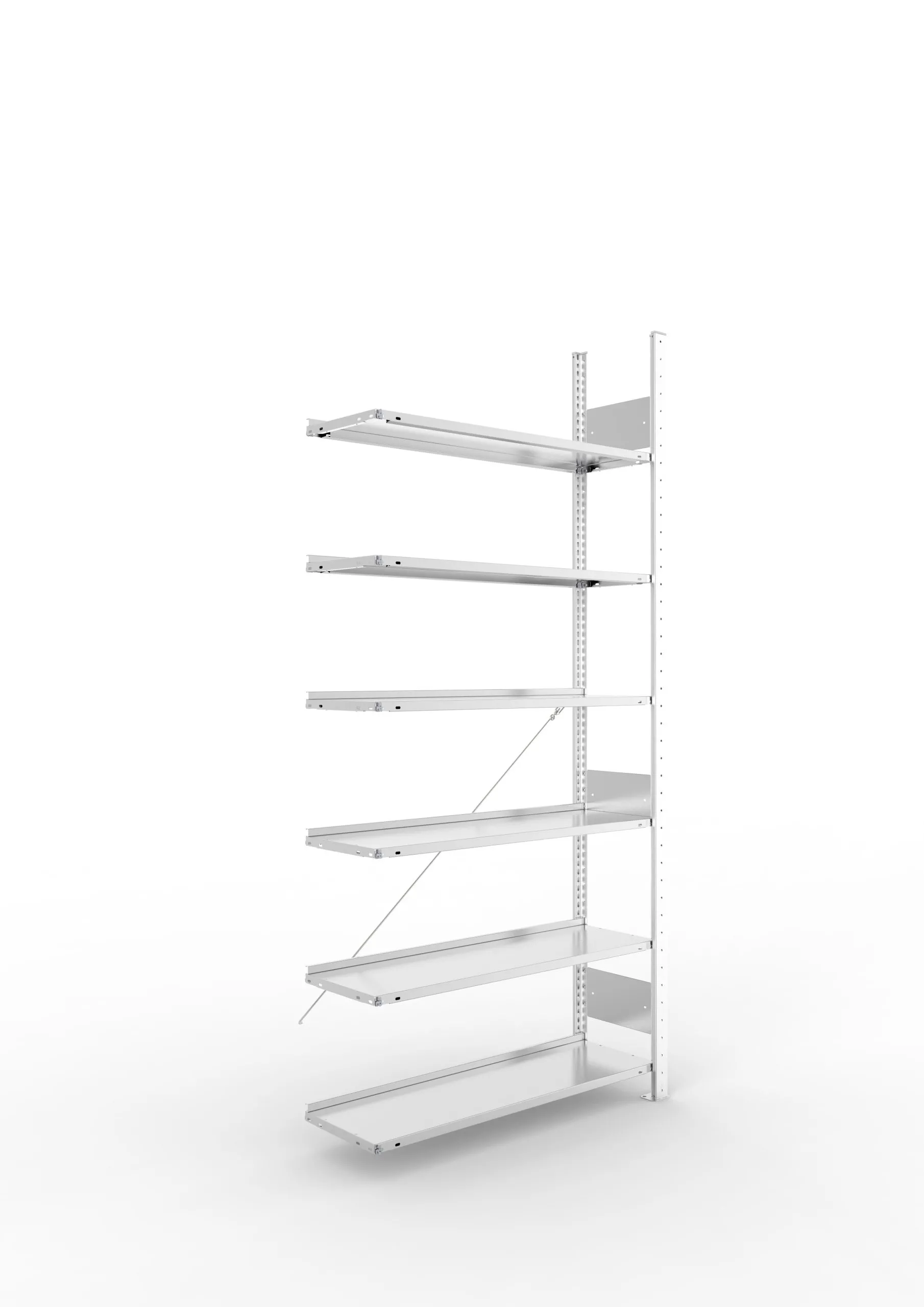 Meta Aktenregal Stecksystem S3 CLIP | Anbauregal | HxBxT 220x100x30cm | 6 Ebenen | Fachlast 80kg | Einseitig nutzbar | Verzinkt