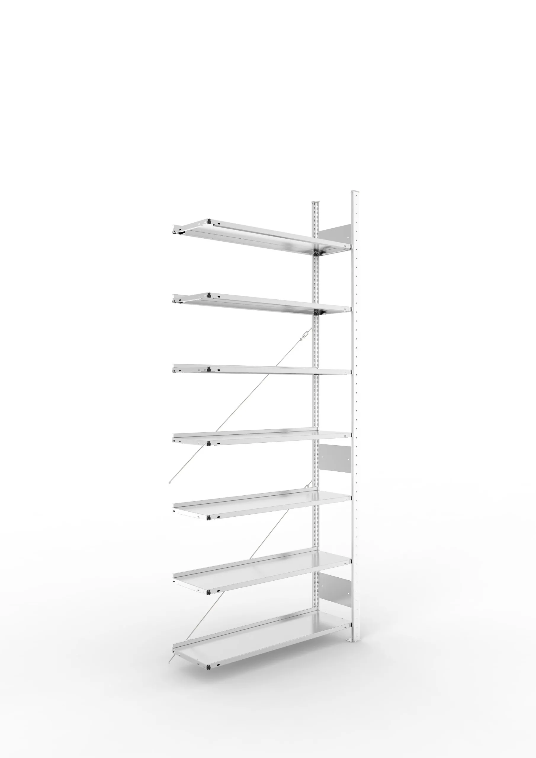 Meta Aktenregal Stecksystem S3 CLIP | Anbauregal | HxBxT 250x100x30cm | 7 Ebenen | Fachlast 80kg | Einseitig nutzbar | Verzinkt