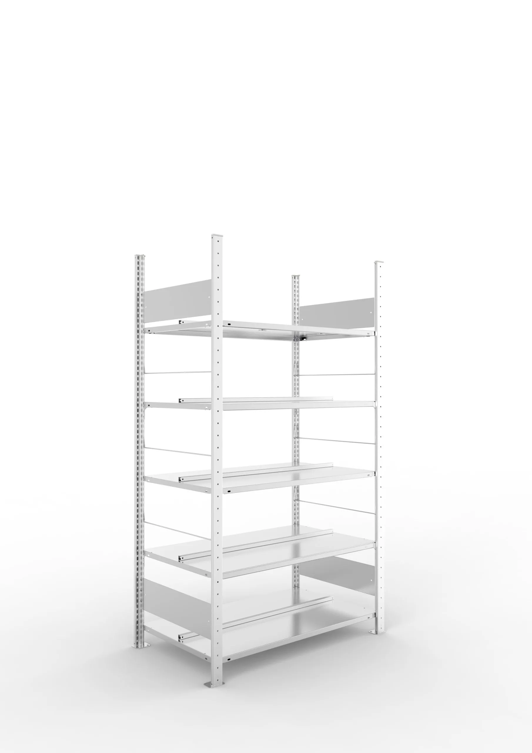 Meta Aktenregal Stecksystem S3 CLIP | Grundregal | HxBxT 185x100x60cm | 5 Ebenen | Fachlast 100kg | Beidseitig nutzbar | Verzinkt