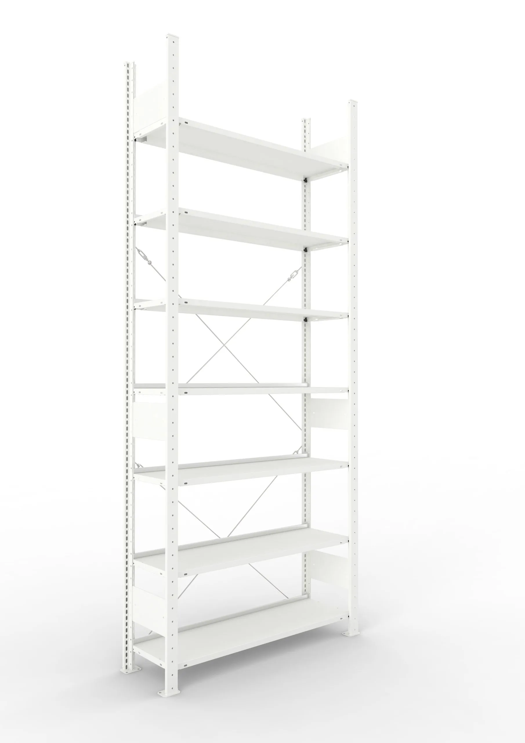 Meta Aktenregal Stecksystem CLIP mit vorgefertigten Rahmen | Grundregal | HxBxT 250x100x30cm | 7 Ebenen | Fachlast 80kg | Einseitig nutzbar | Lichtgrau