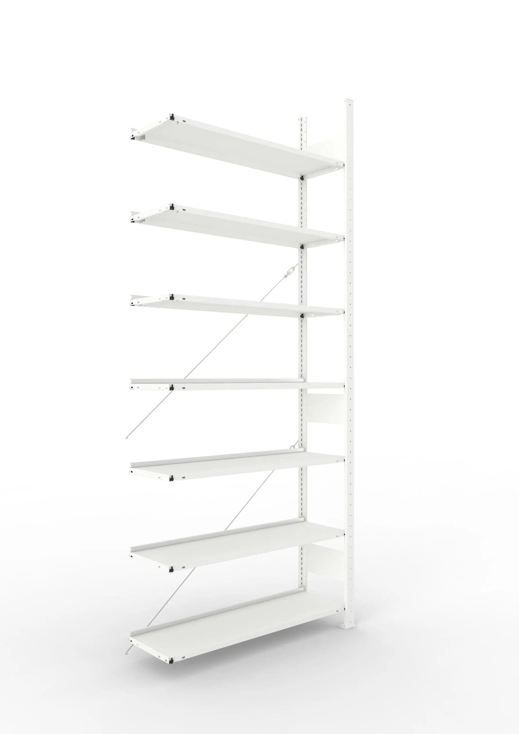 Meta Aktenregal Stecksystem CLIP mit vorgefertigten Rahmen | Anbauregal | HxBxT 250x100x30cm | 7 Ebenen | Fachlast 80kg | Einseitig nutzbar | Lichtgrau