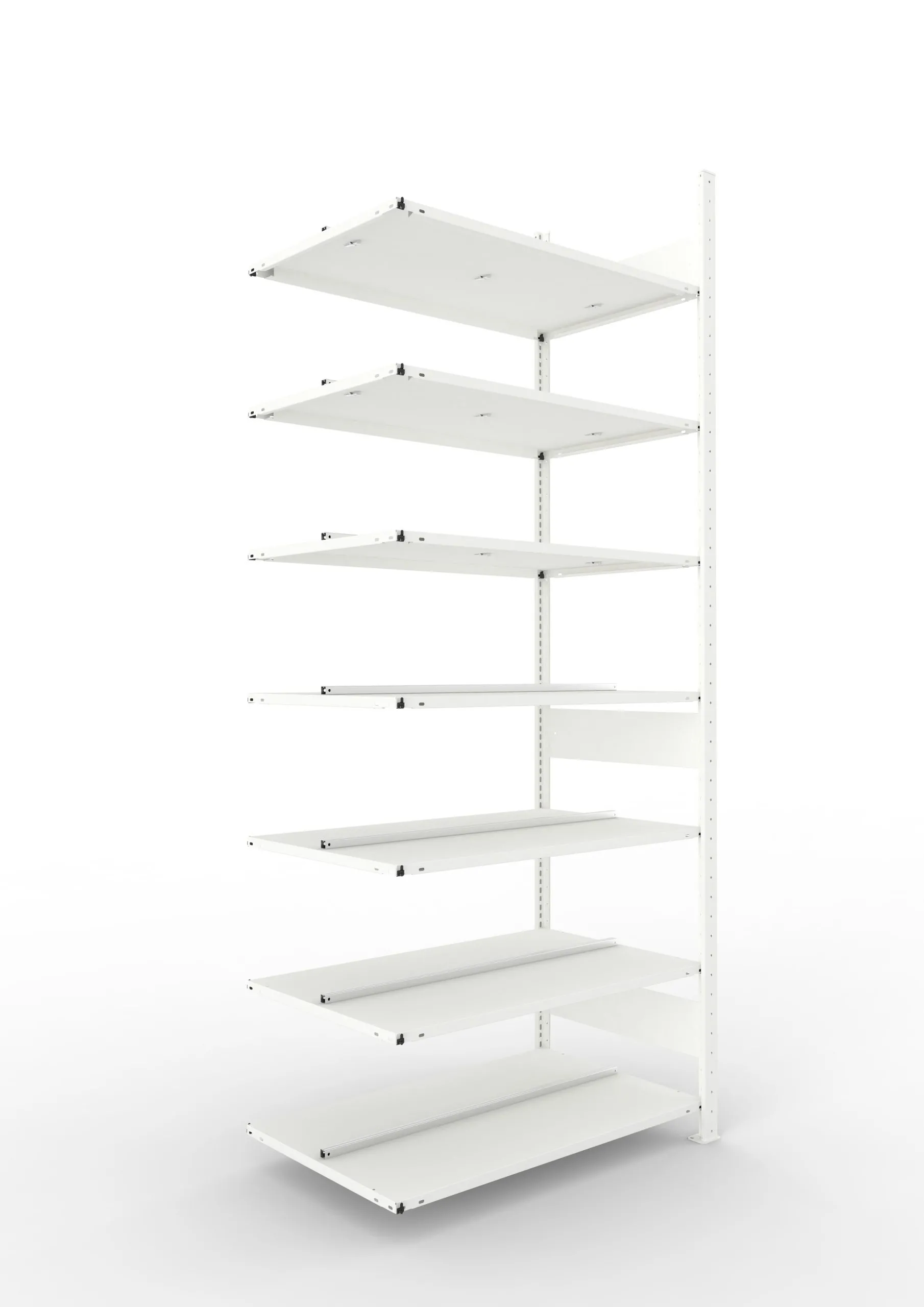 Meta Aktenregal Stecksystem CLIP mit vorgefertigten Rahmen | Anbauregal | HxBxT 250x100x60cm | 7 Ebenen | Fachlast 100kg | Beidseitig nutzbar | Lichtgrau