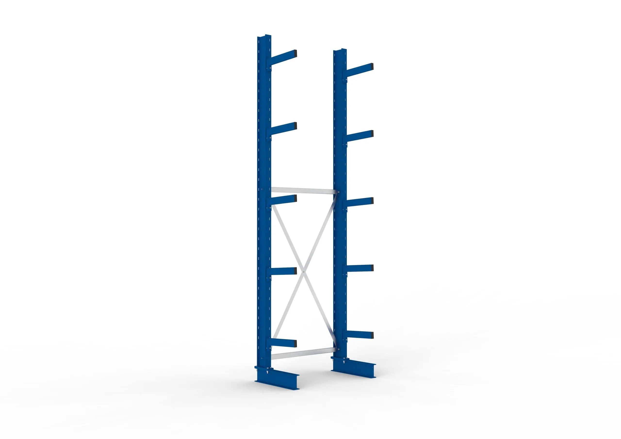Meta Kragarmregal MULTISTRONG einseitig | Medium-Duty | Grundregal | HxBxT 350x100x40cm | 5 Ebenen | Fachlast 535kg | Blau