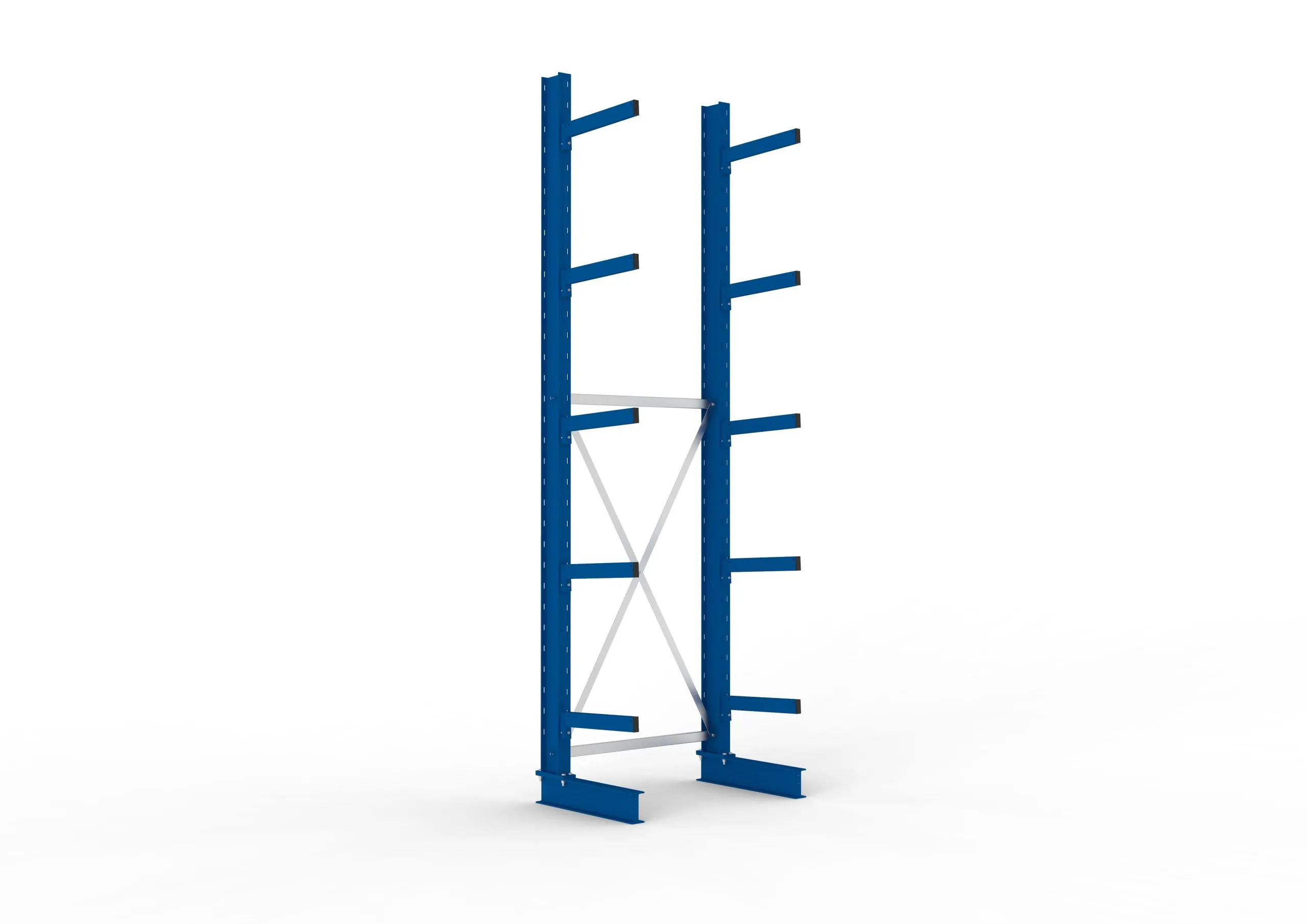 Meta Kragarmregal MULTISTRONG einseitig | Medium-Duty | Grundregal | HxBxT 350x100x50cm | 5 Ebenen | Fachlast 430kg | Blau