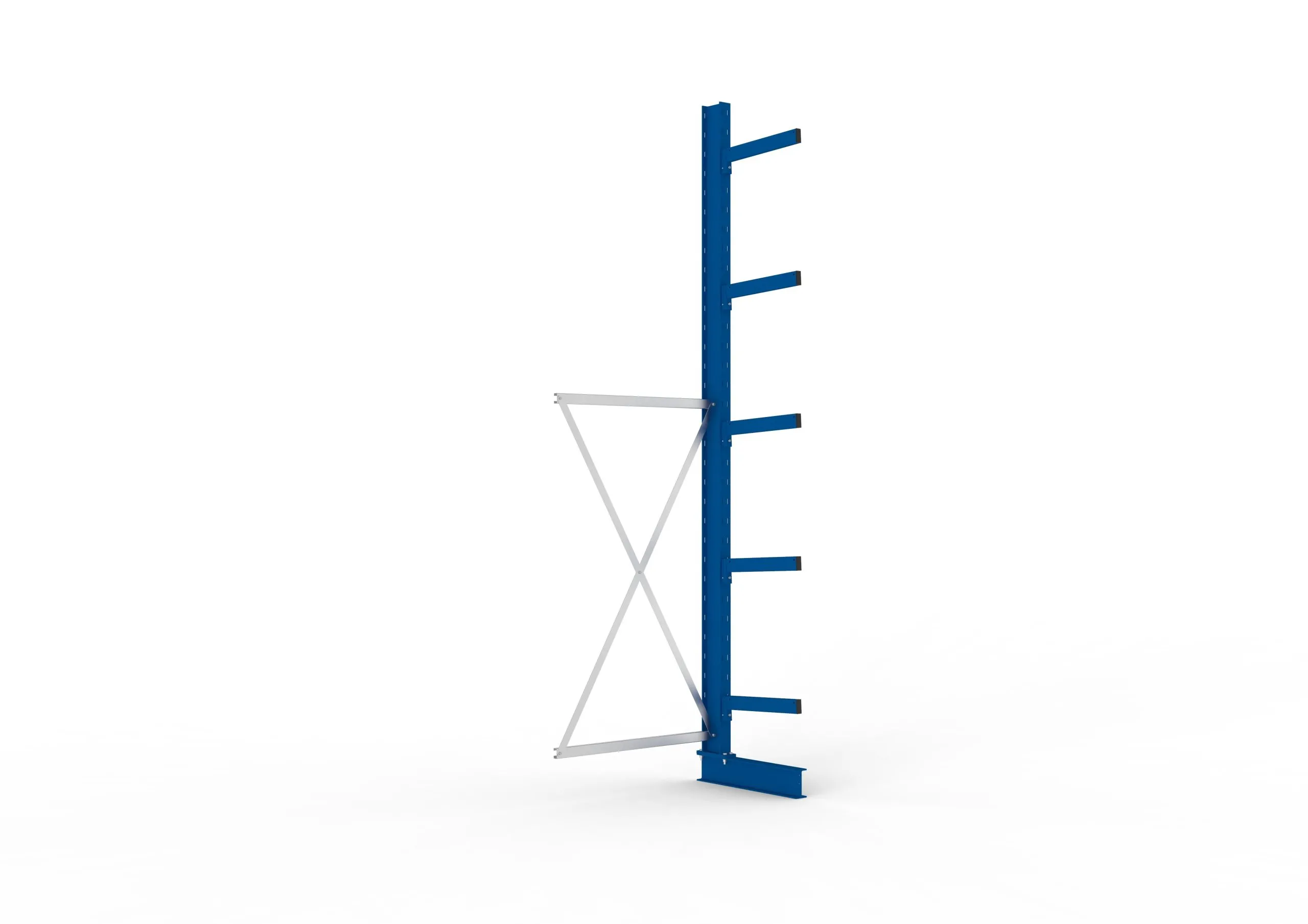 Meta Kragarmregal MULTISTRONG einseitig | Medium-Duty | Anbauregal | HxBxT 350x100x50cm | 5 Ebenen | Fachlast 430kg | Blau