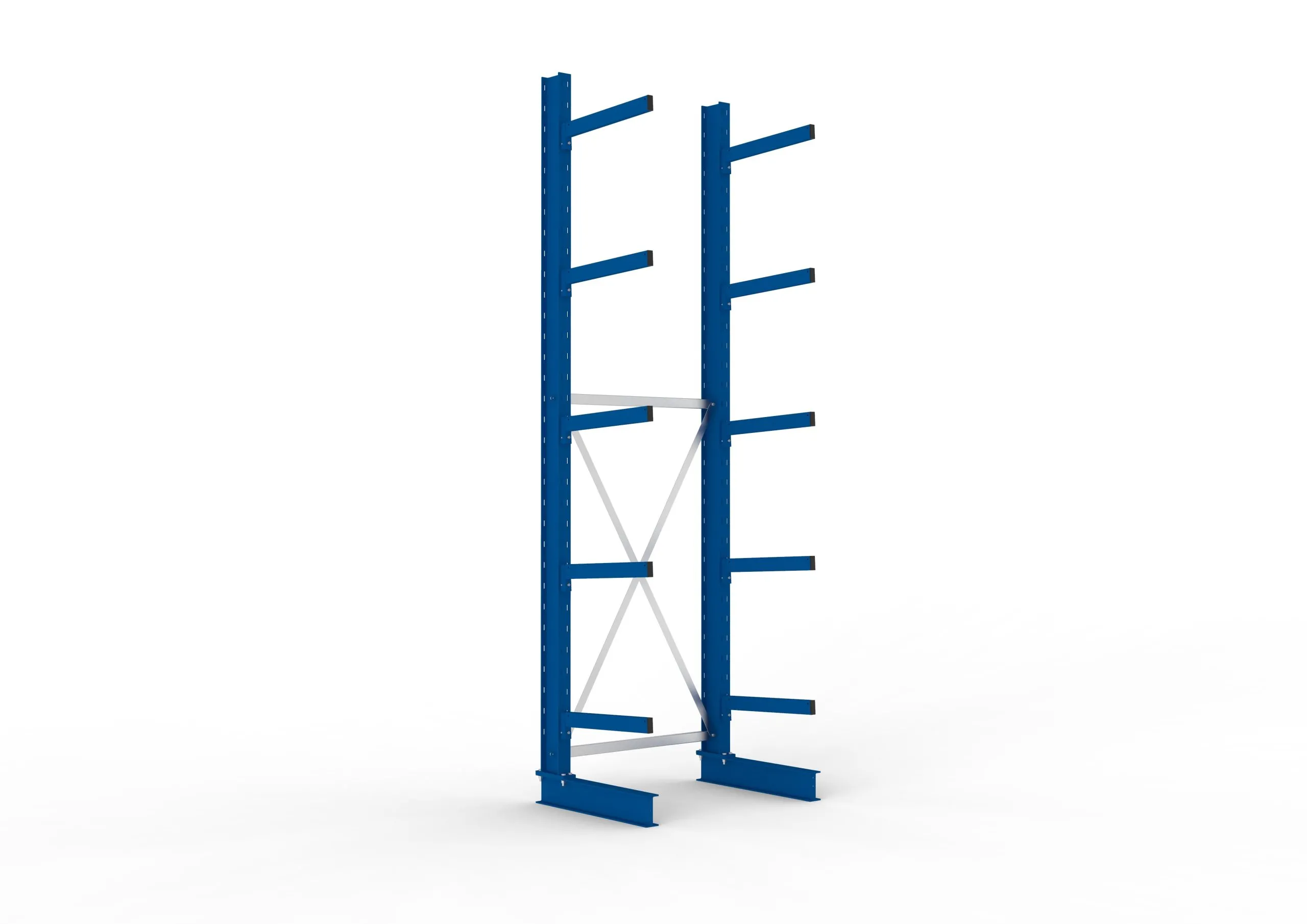 Meta Kragarmregal MULTISTRONG einseitig | Medium-Duty | Grundregal | HxBxT 350x100x60cm | 5 Ebenen | Fachlast 355kg | Blau