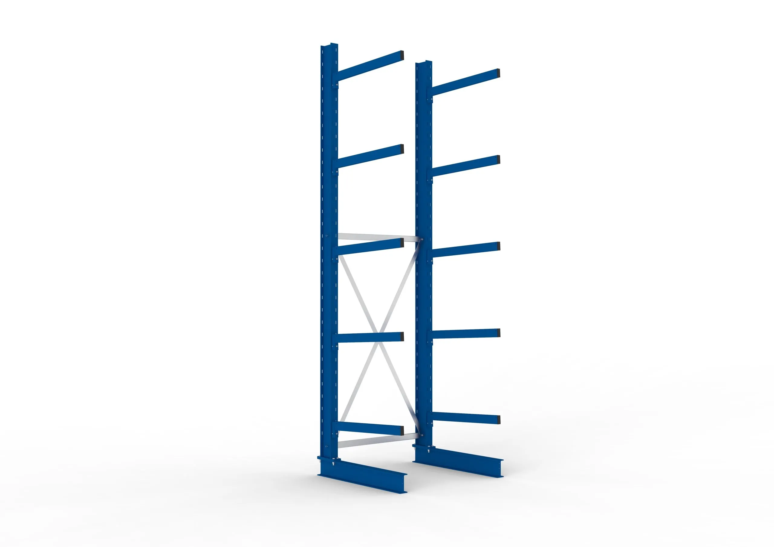 Meta Kragarmregal MULTISTRONG einseitig | Medium-Duty | Grundregal | HxBxT 350x100x80cm | 5 Ebenen | Fachlast 250kg | Blau