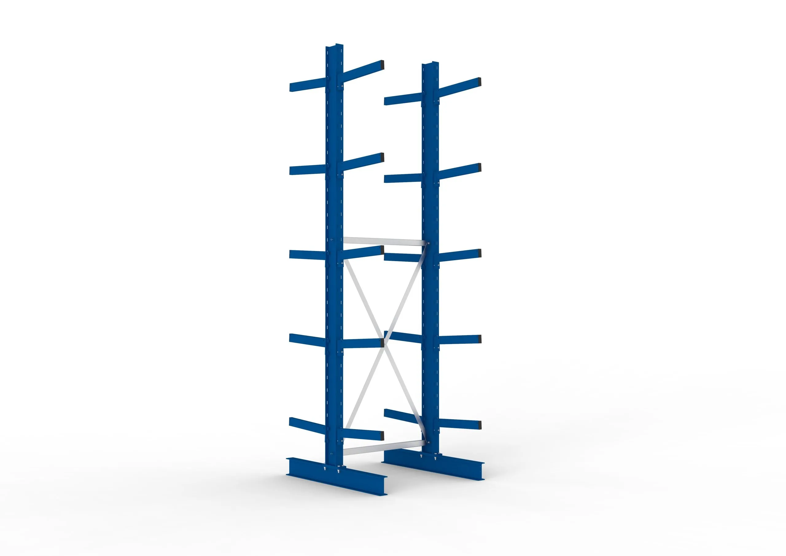 Meta Kragarmregal MULTISTRONG doppelseitig | Medium-Duty | Grundregal | HxBxT 350x100x100cm | 5 Ebenen | Fachlast 430kg | Blau