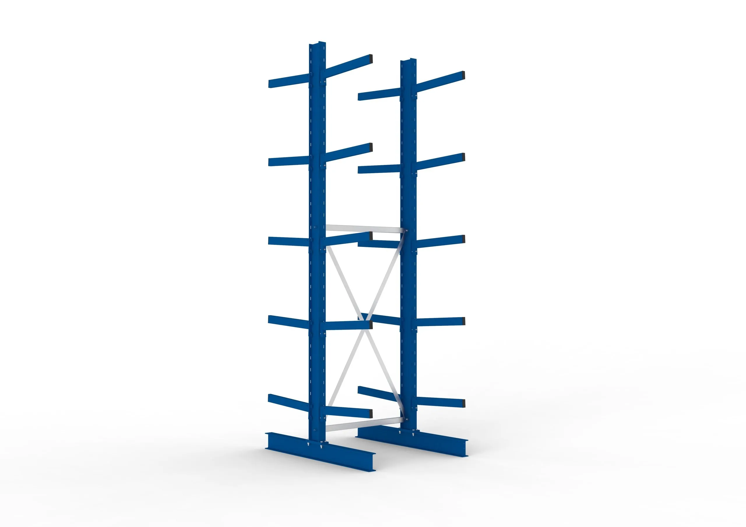 Meta Kragarmregal MULTISTRONG doppelseitig | Medium-Duty | Grundregal | HxBxT 350x100x120cm | 5 Ebenen | Fachlast 355kg | Blau
