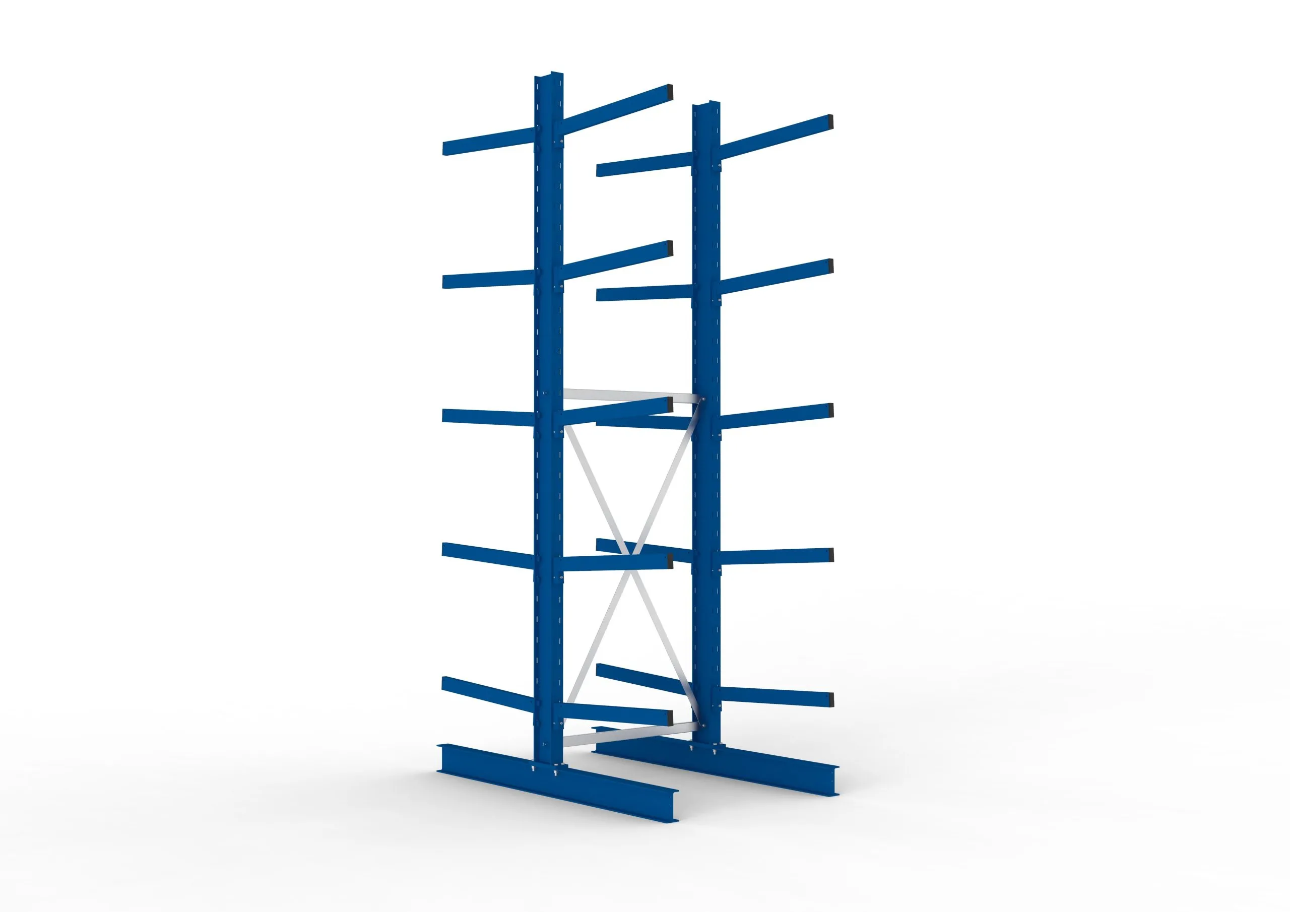 Meta Kragarmregal MULTISTRONG doppelseitig | Medium-Duty | Grundregal | HxBxT 350x100x160cm | 5 Ebenen | Fachlast 250kg | Blau