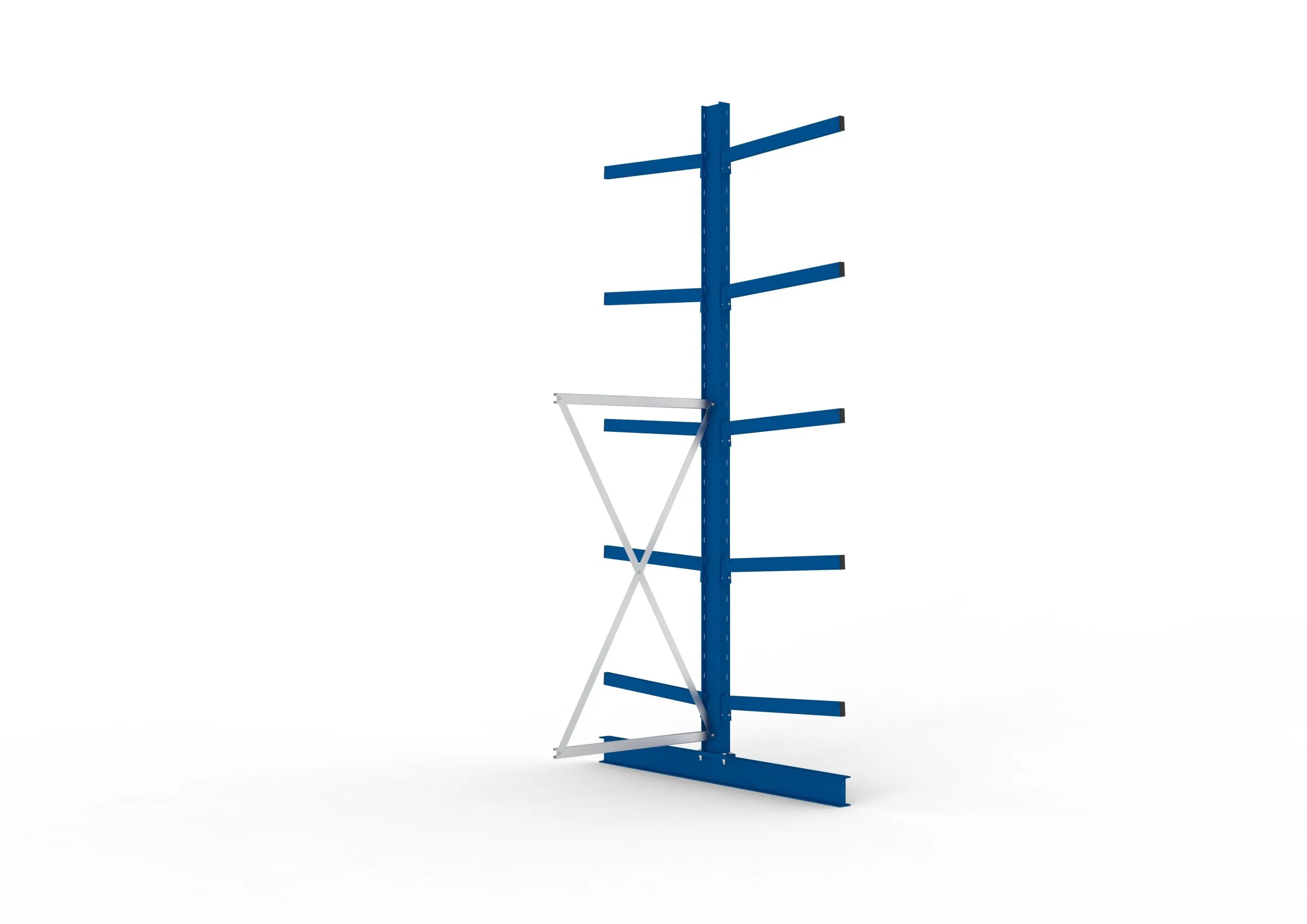 Meta Kragarmregal MULTISTRONG doppelseitig | Medium-Duty | Anbauregal | HxBxT 350x100x160cm | 5 Ebenen | Fachlast 250kg | Blau