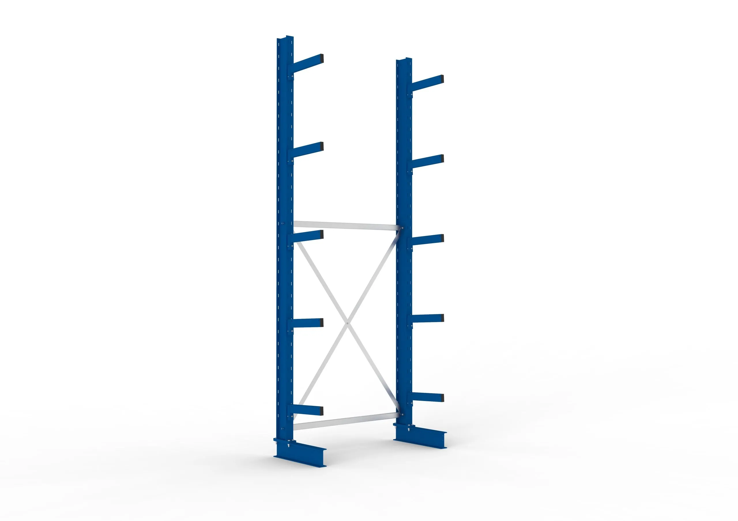 Meta Kragarmregal MULTISTRONG einseitig | Medium-Duty | Grundregal | HxBxT 350x130x40cm | 5 Ebenen | Fachlast 535kg | Blau