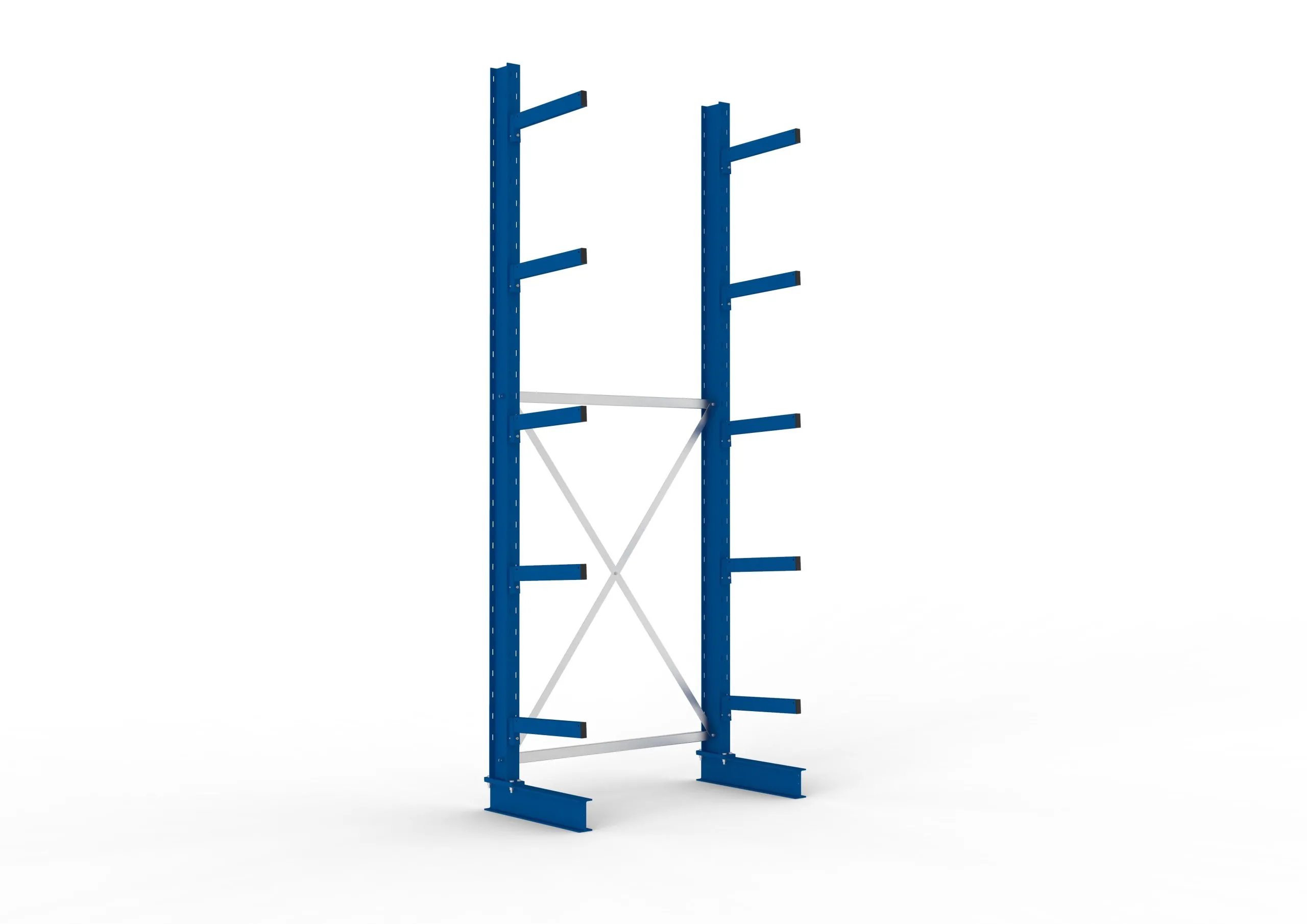 Meta Kragarmregal MULTISTRONG einseitig | Medium-Duty | Grundregal | HxBxT 350x130x50cm | 5 Ebenen | Fachlast 430kg | Blau