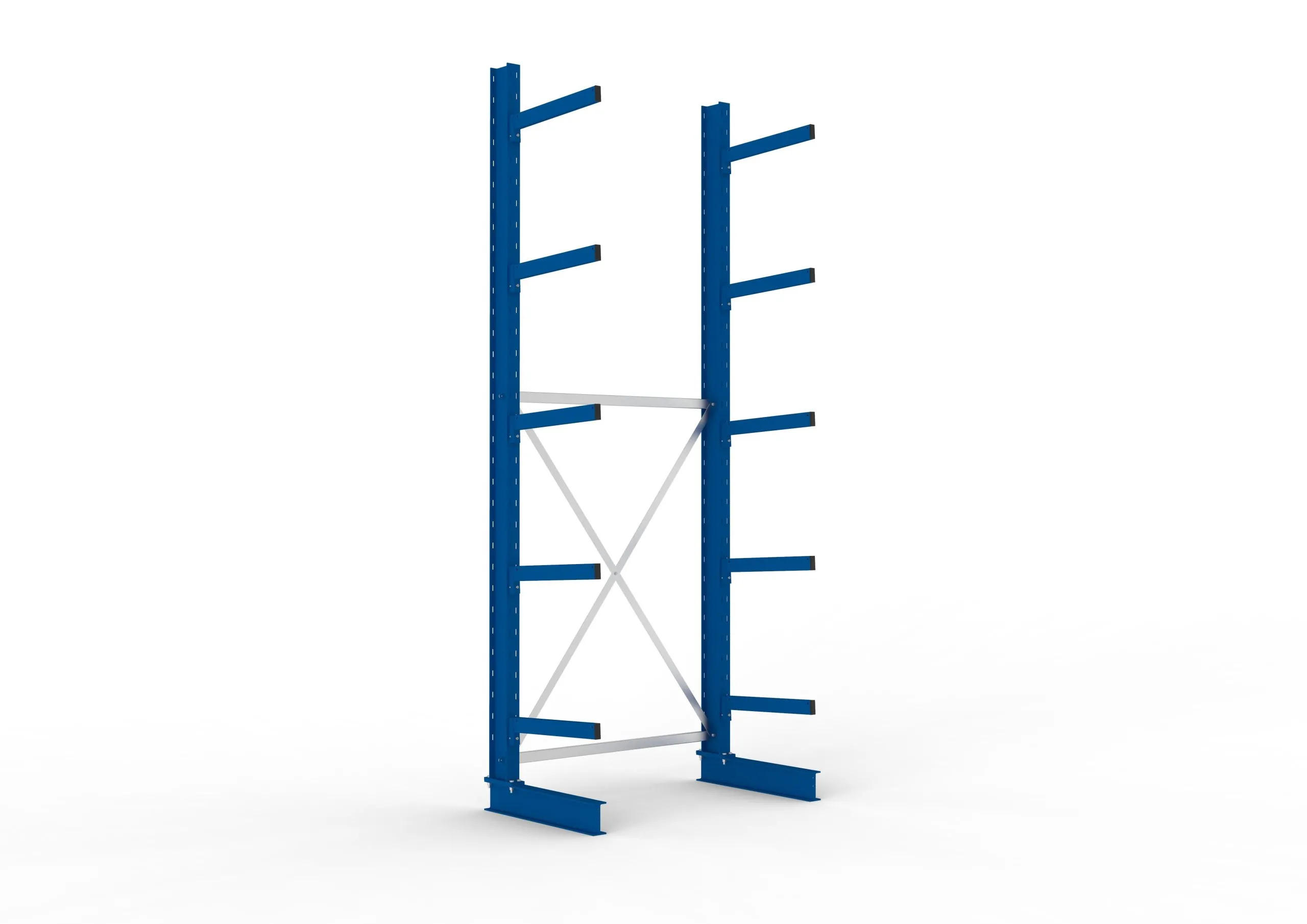 Meta Kragarmregal MULTISTRONG einseitig | Medium-Duty | Grundregal | HxBxT 350x130x60cm | 5 Ebenen | Fachlast 355kg | Blau