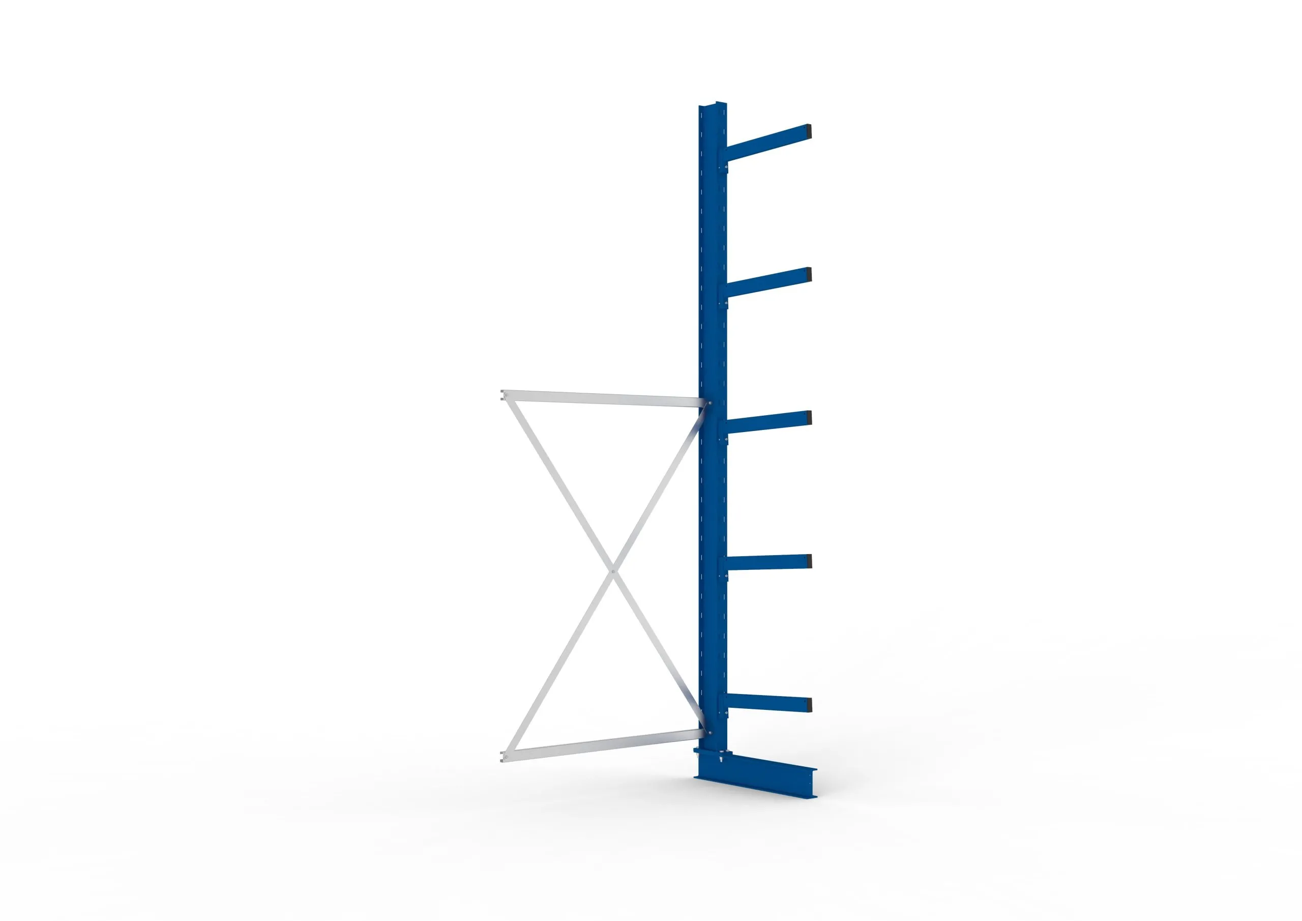 Meta Kragarmregal MULTISTRONG einseitig | Medium-Duty | Anbauregal | HxBxT 350x130x60cm | 5 Ebenen | Fachlast 355kg | Blau