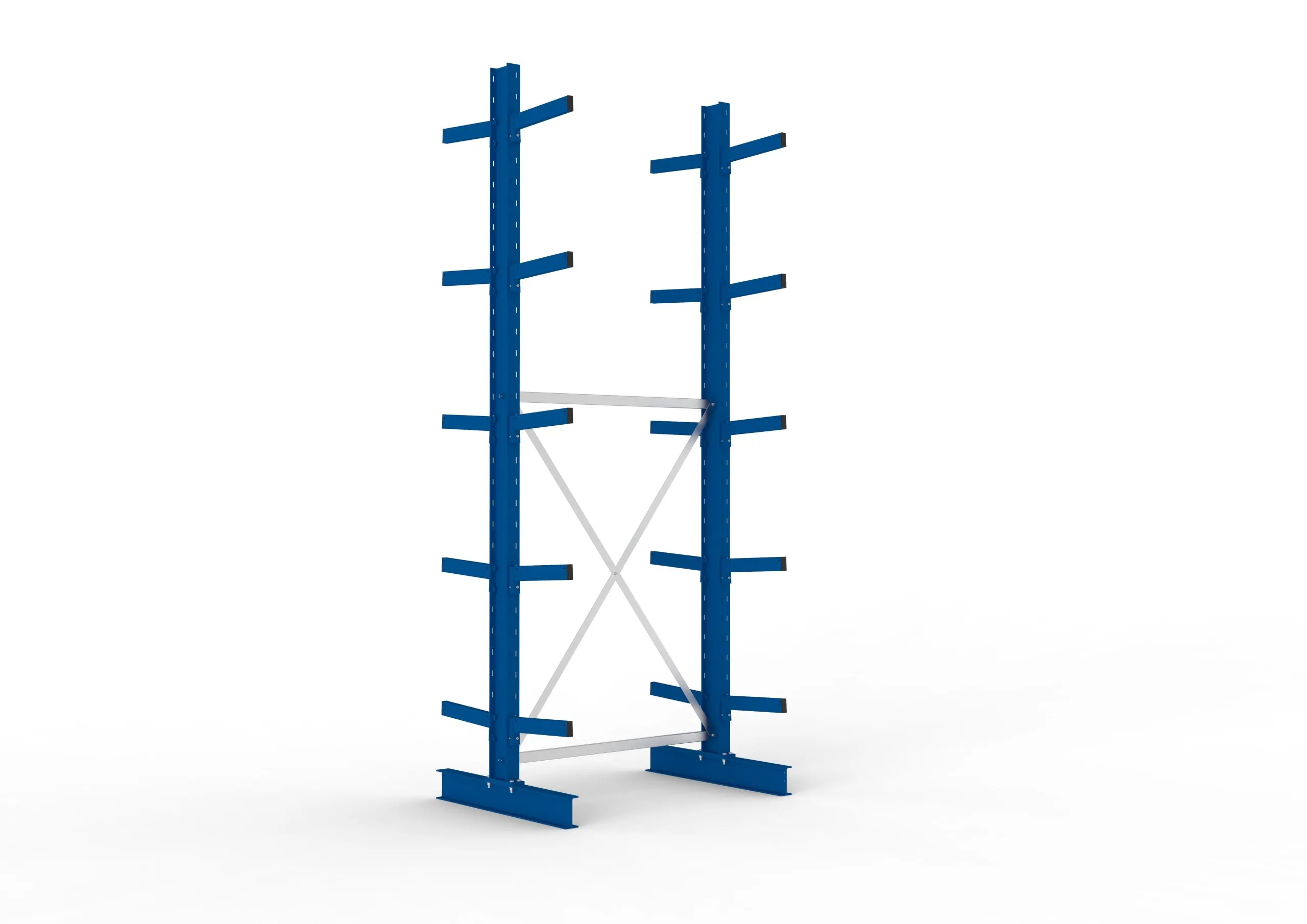 Meta Kragarmregal MULTISTRONG doppelseitig | Medium-Duty | Grundregal | HxBxT 350x130x80cm | 5 Ebenen | Fachlast 535kg | Blau